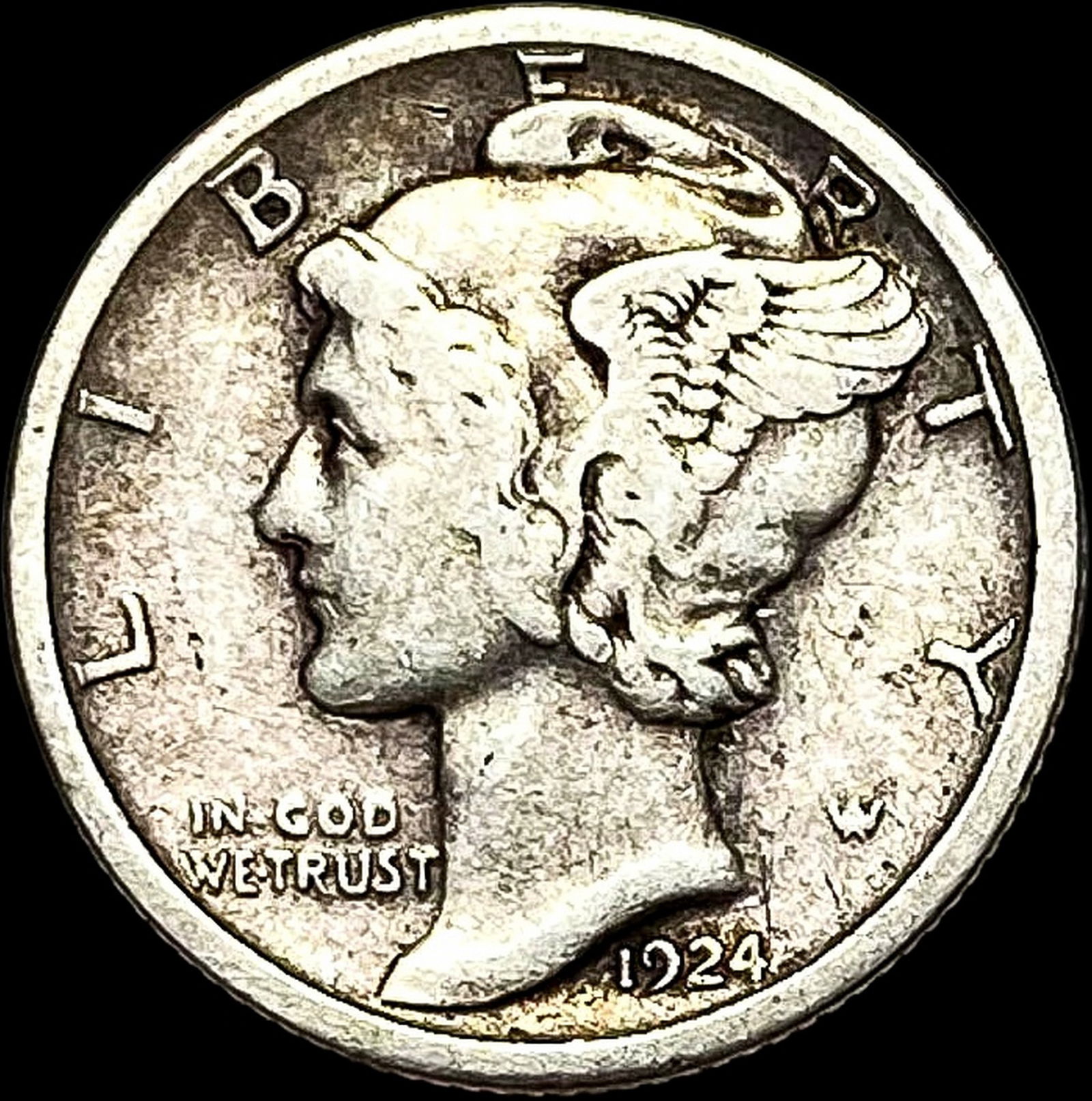 1924-S Silver Mercury Dime LIGHTLY CIRCULATED: 1924-S Silver Mercury Dime LIGHTLY CIRCULATED