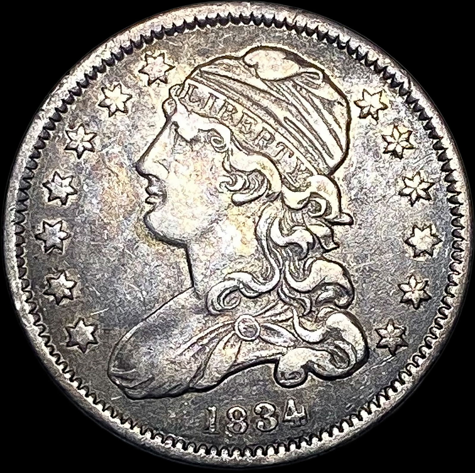 1834 Capped Bust Silver Quarter NEARLY UNCIRCULATED: 1834 Capped Bust Silver Quarter NEARLY UNCIRCULATED