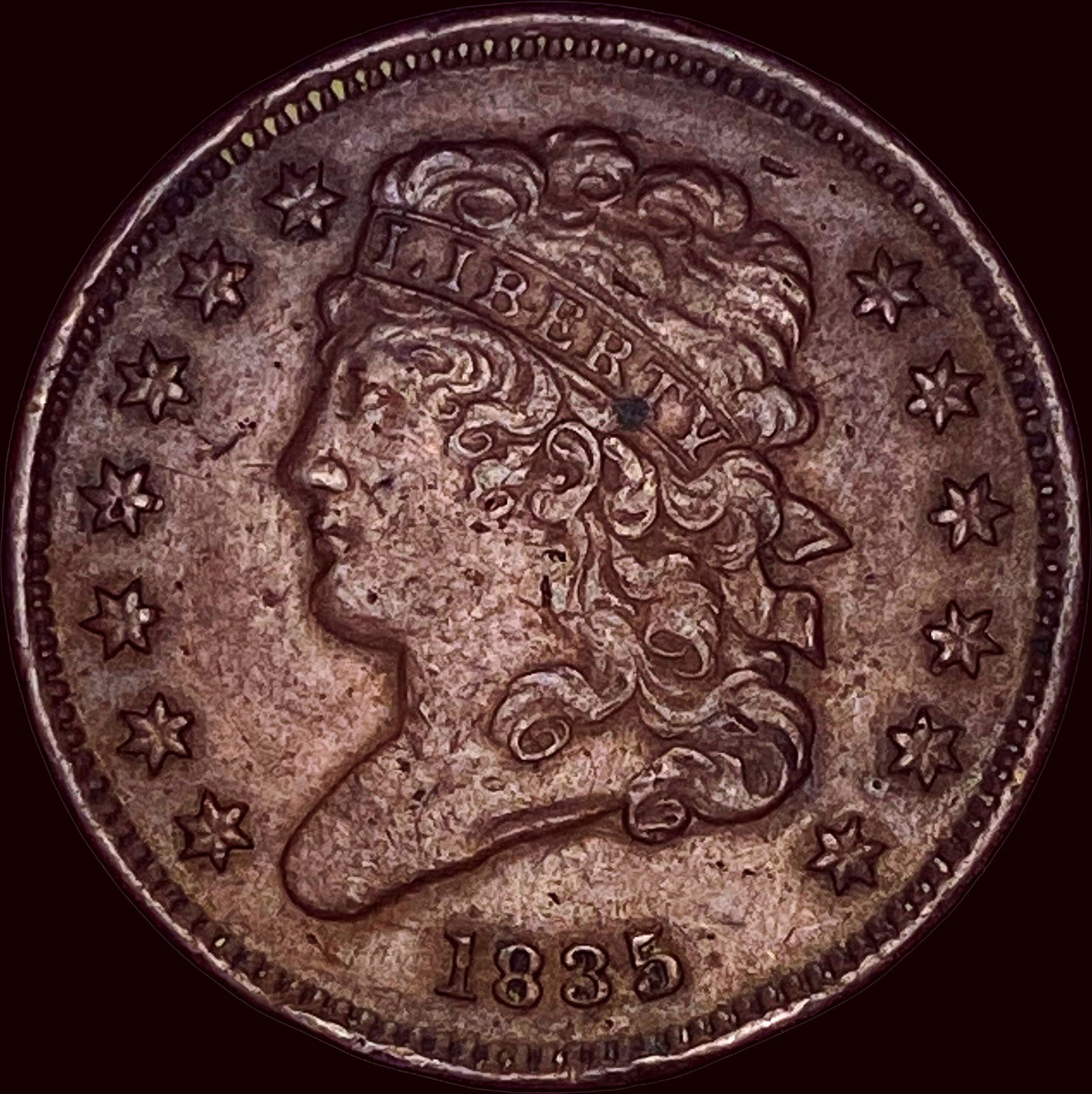 1835 Classic Head Half Cent CLOSELY UNCIRCULATED (1 of 2)