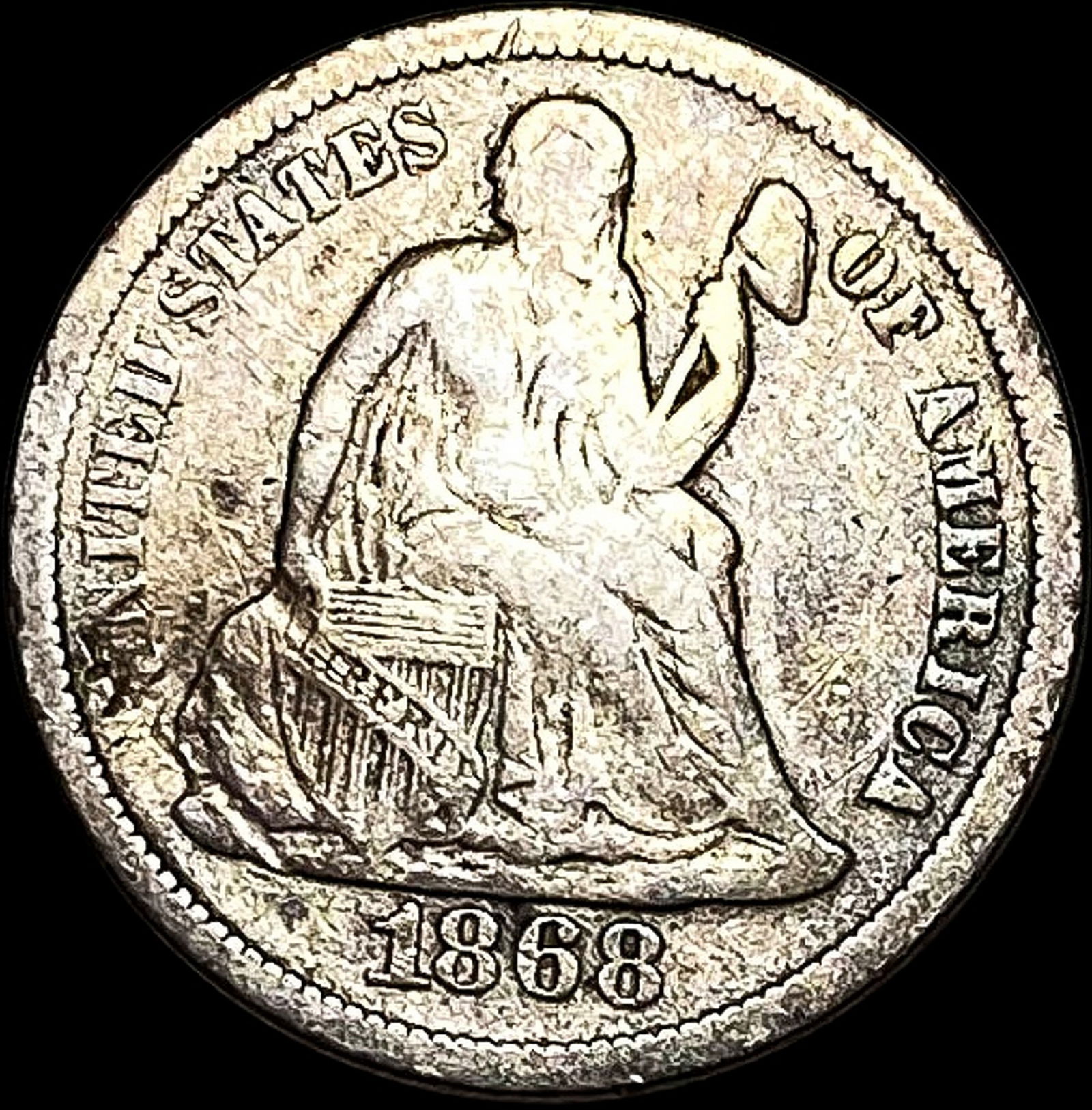 1868-S Seated Liberty Dime NICELY CIRCULATED (1 of 2)