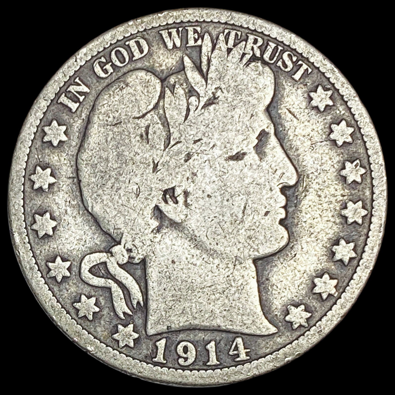 1914 Silver Barber Half Dollar NICELY CIRCULATED: 1914 Silver Barber Half Dollar NICELY CIRCULATED