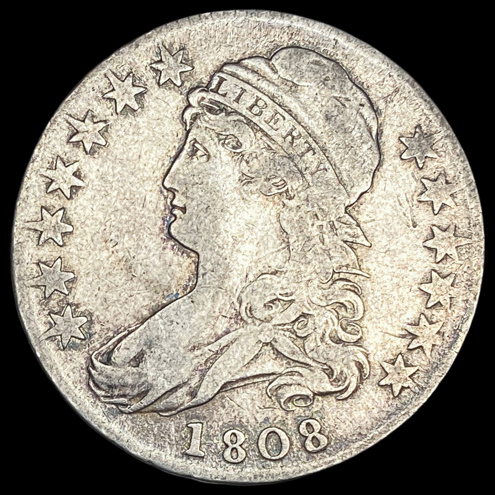 1808 Capped Bust Half Dollar LIGHTLY CIRCULATED: 1808 Capped Bust Half Dollar LIGHTLY CIRCULATED