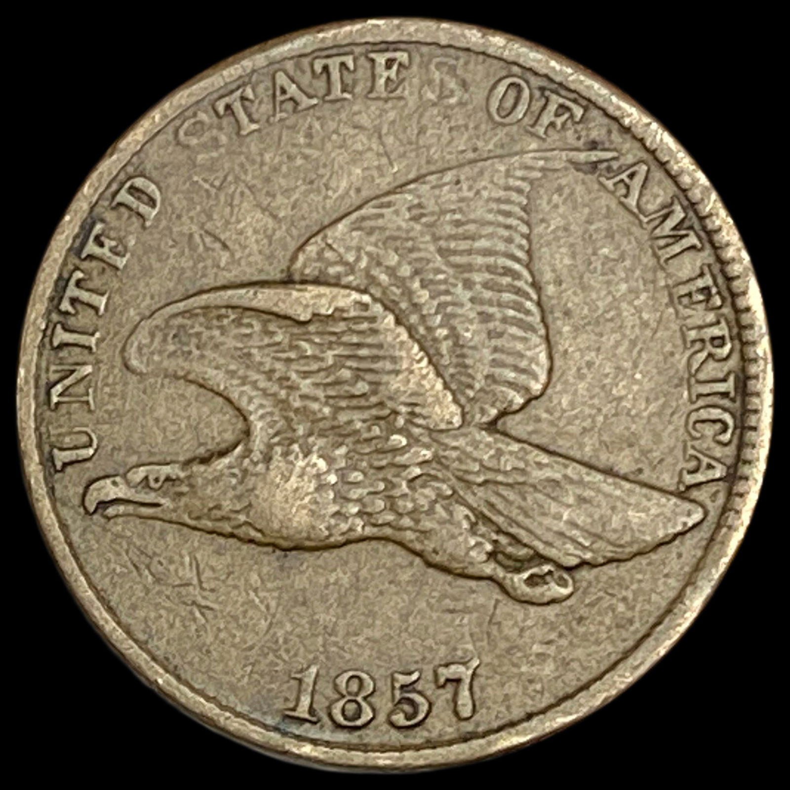 1857 Flying Eagle Cent NEARLY UNCIRCULATED: 1857 Flying Eagle Cent NEARLY UNCIRCULATED
