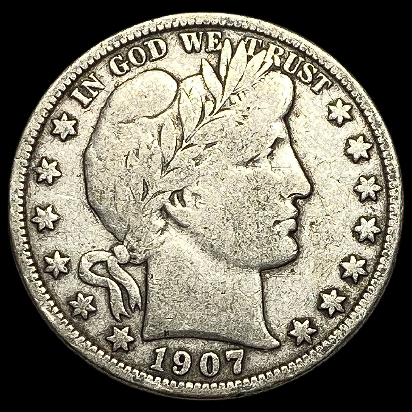 1907 Silver Barber Half Dollar NICELY CIRCULATED: 1907 Silver Barber Half Dollar NICELY CIRCULATED