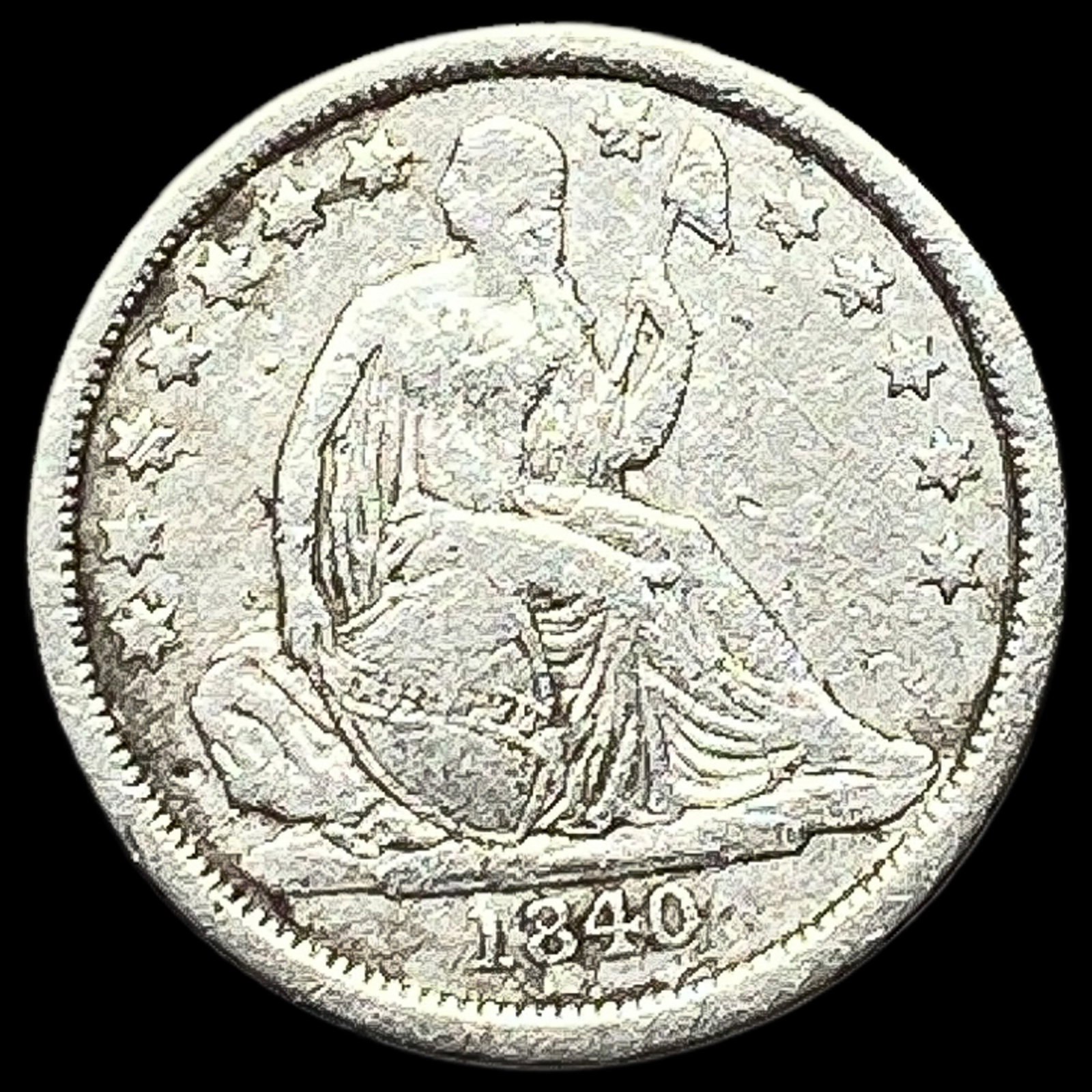 1840 Seated Liberty Dime No Drapery LIGHTLY CIRCULATED: 1840 Seated Liberty Dime No Drapery LIGHTLY CIRCULATED