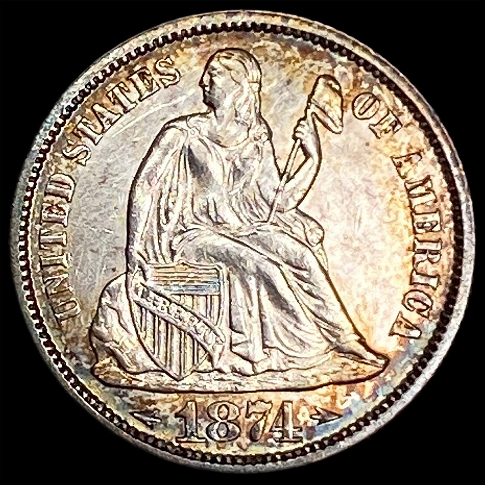 1874 Arrows Seated Liberty Dime UNCIRCULATED: 1874 Arrows Seated Liberty Dime UNCIRCULATED