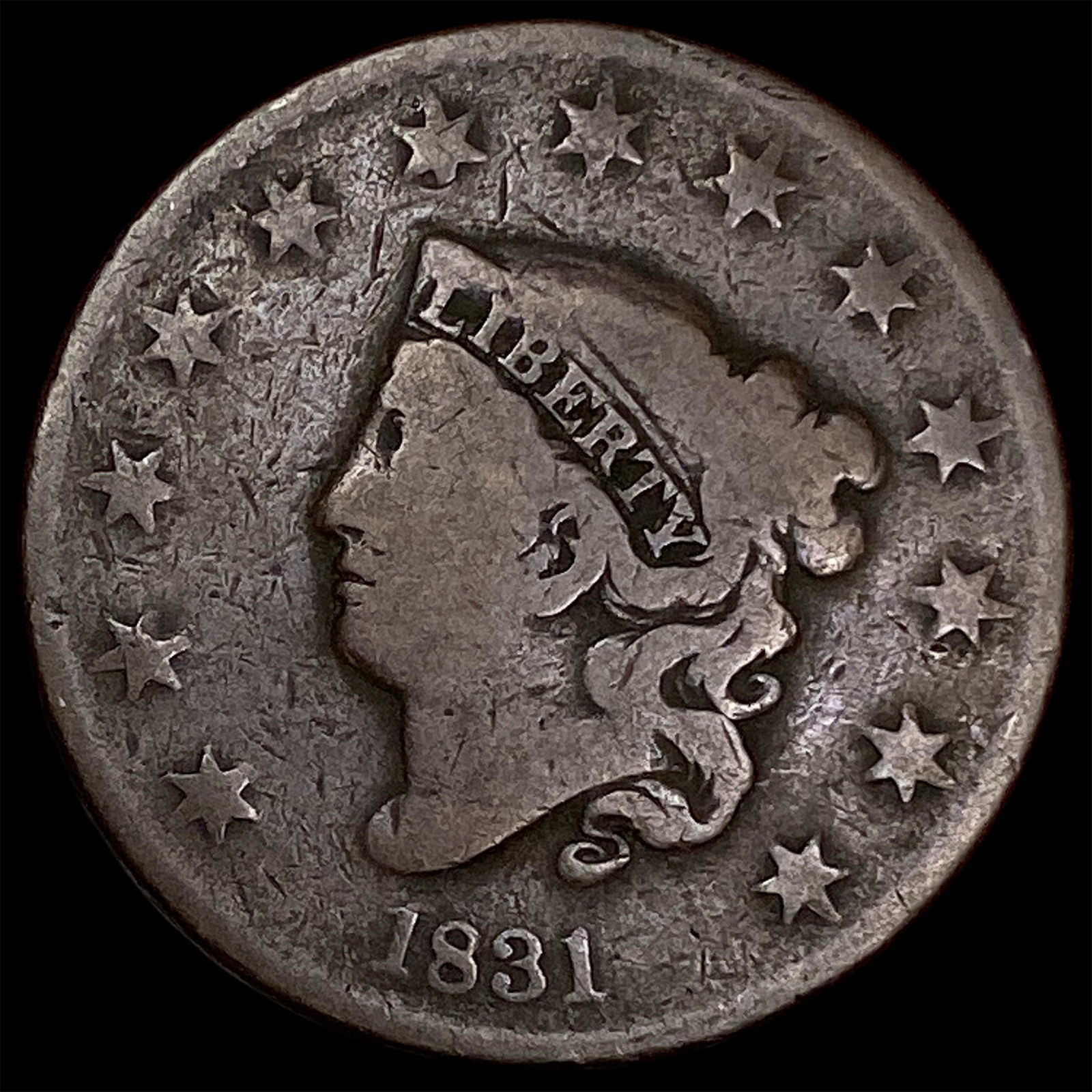 1831 Coronet Head Large Cent NICELY CIRCULATED: 1831 Coronet Head Large Cent NICELY CIRCULATED