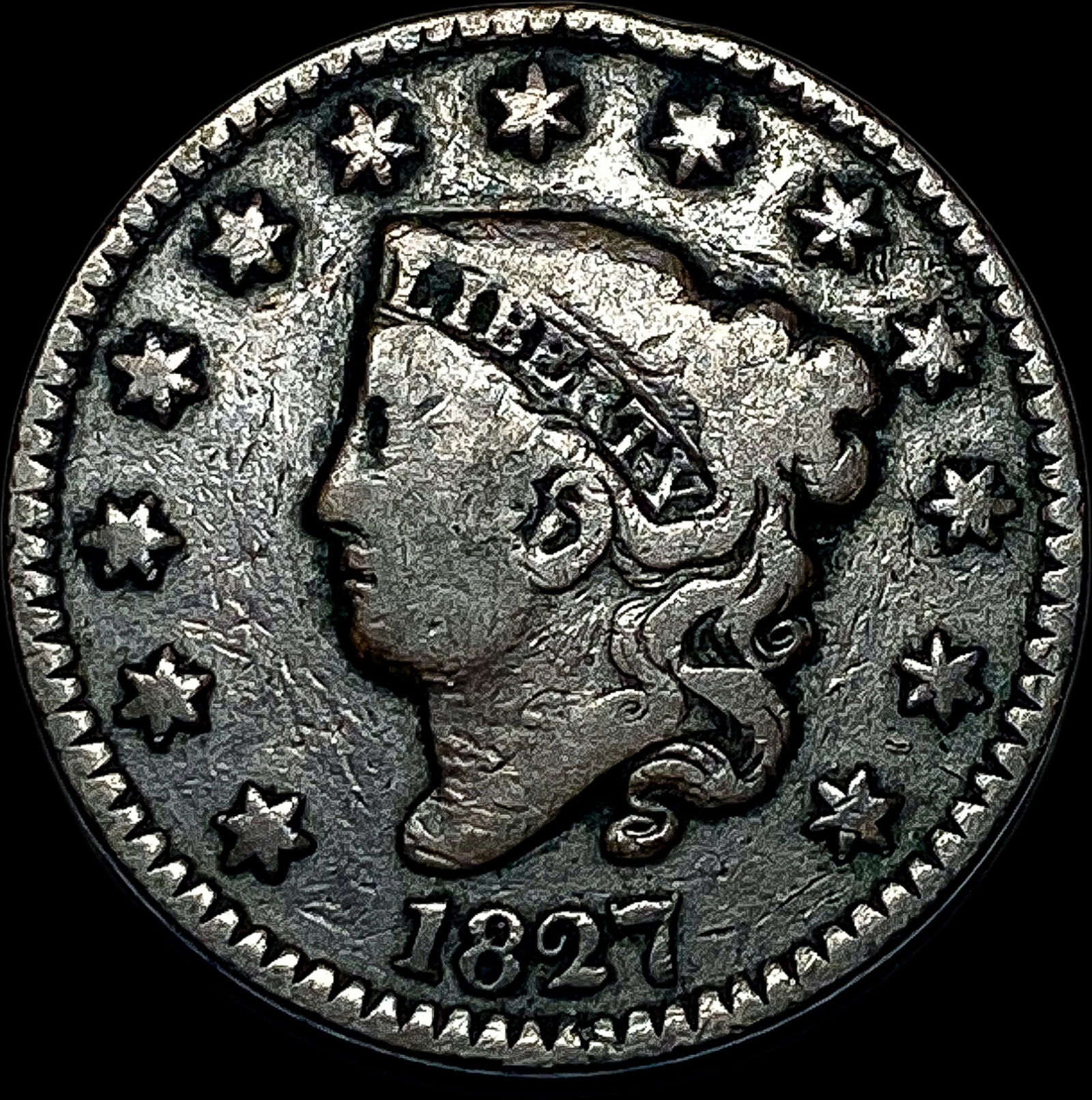 1827 Coronet Head Large Cent LIGHTLY CIRCULATED: 1827 Coronet Head Large Cent LIGHTLY CIRCULATED