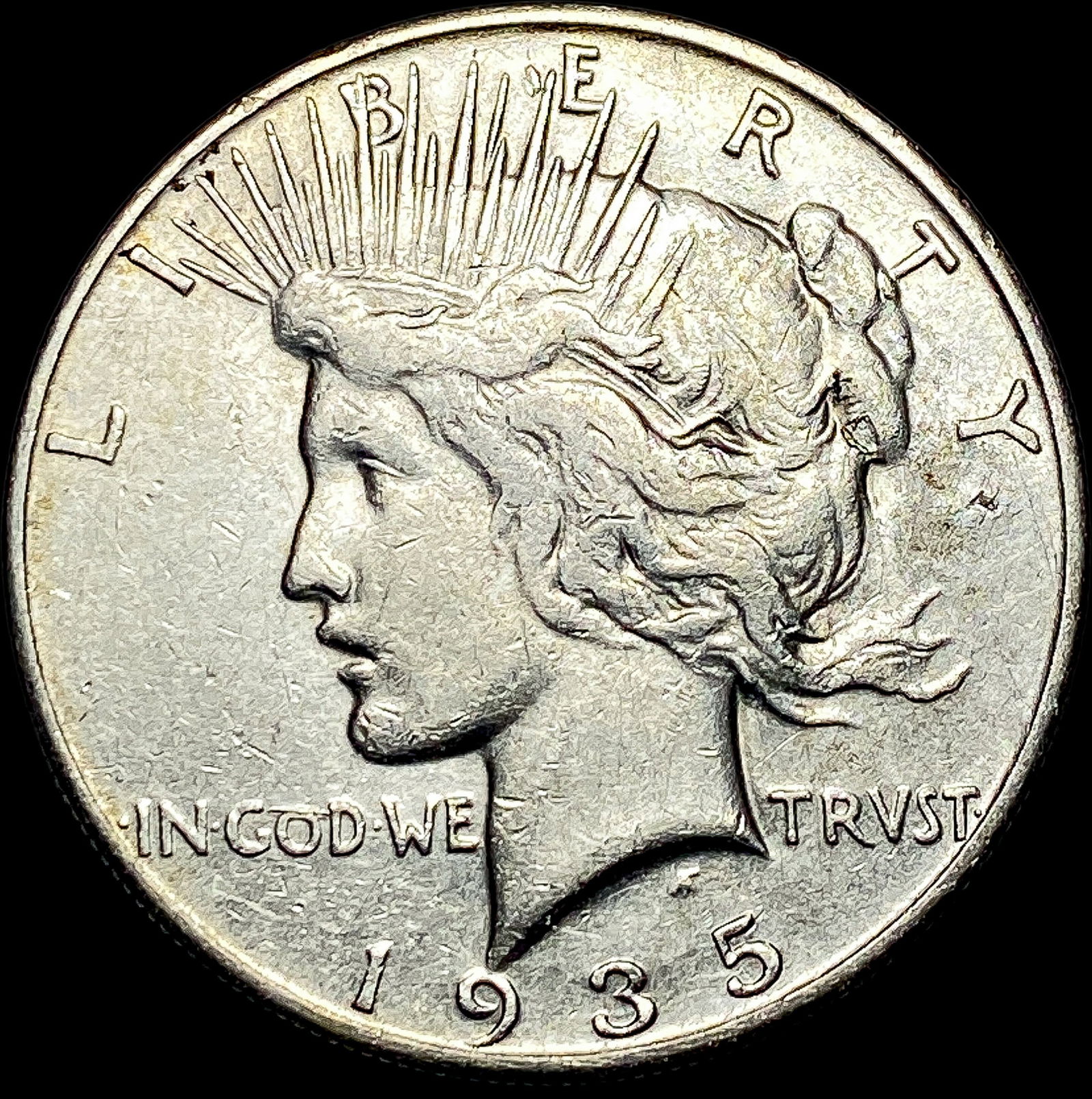 1935-S Silver Peace Dollar ABOUT UNCIRCULATED (1 of 2)
