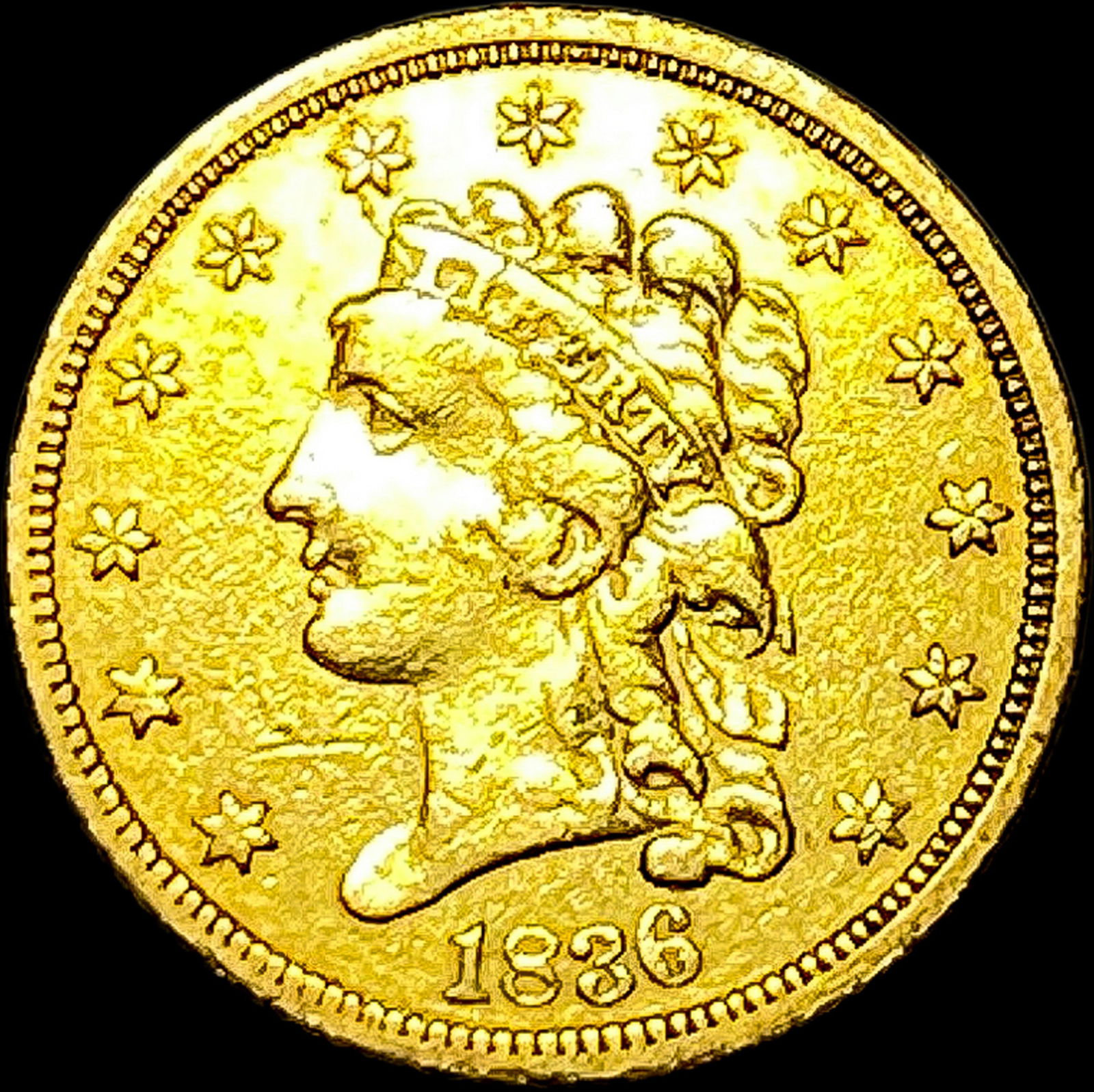 1836 $2.50 Gold Quarter Eagle NEARLY UNCIRCULATED (1 of 2)