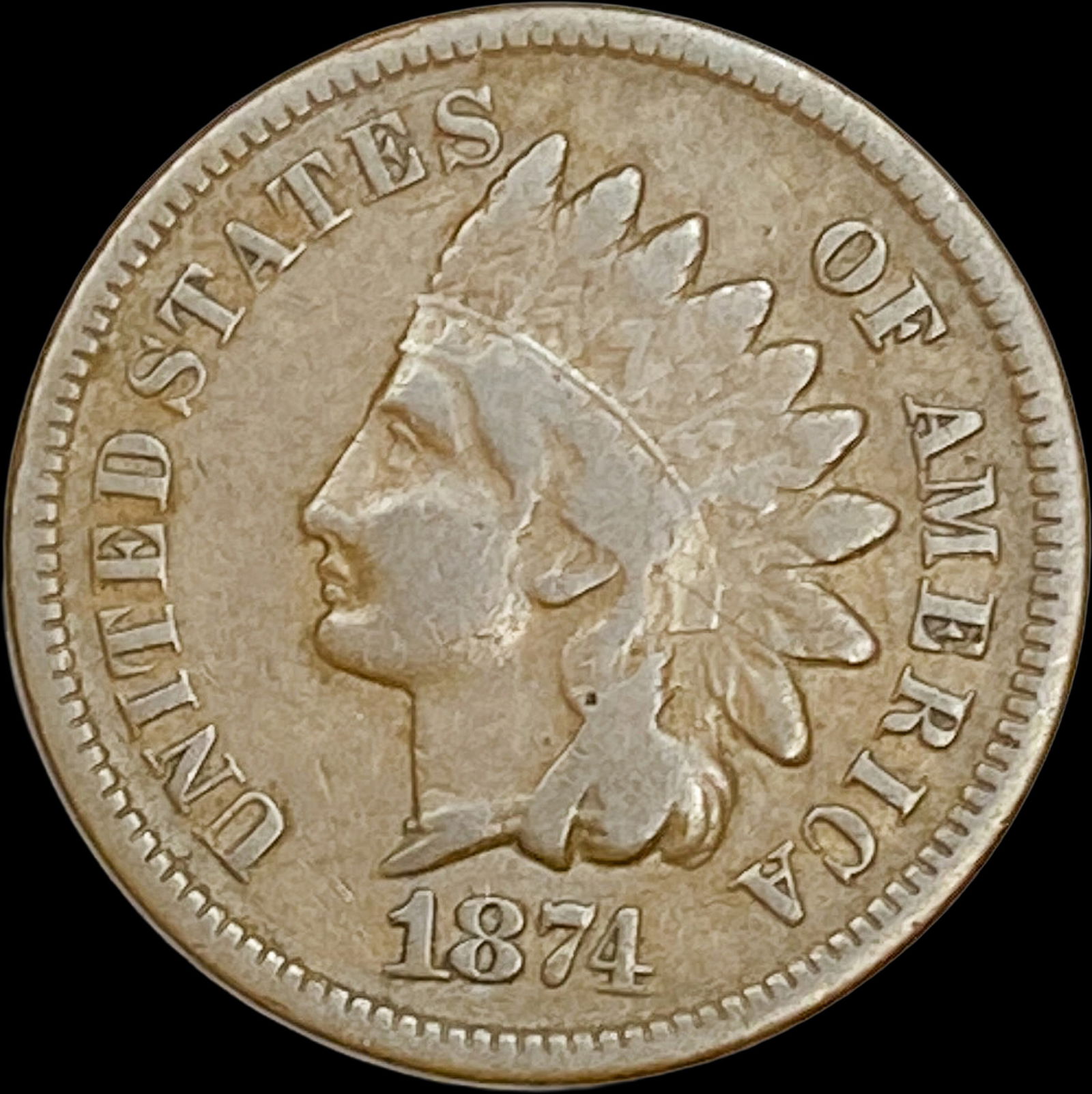 1874 Indian Head Cent LIGHTLY CIRCULATED: 1874 Indian Head Cent LIGHTLY CIRCULATED