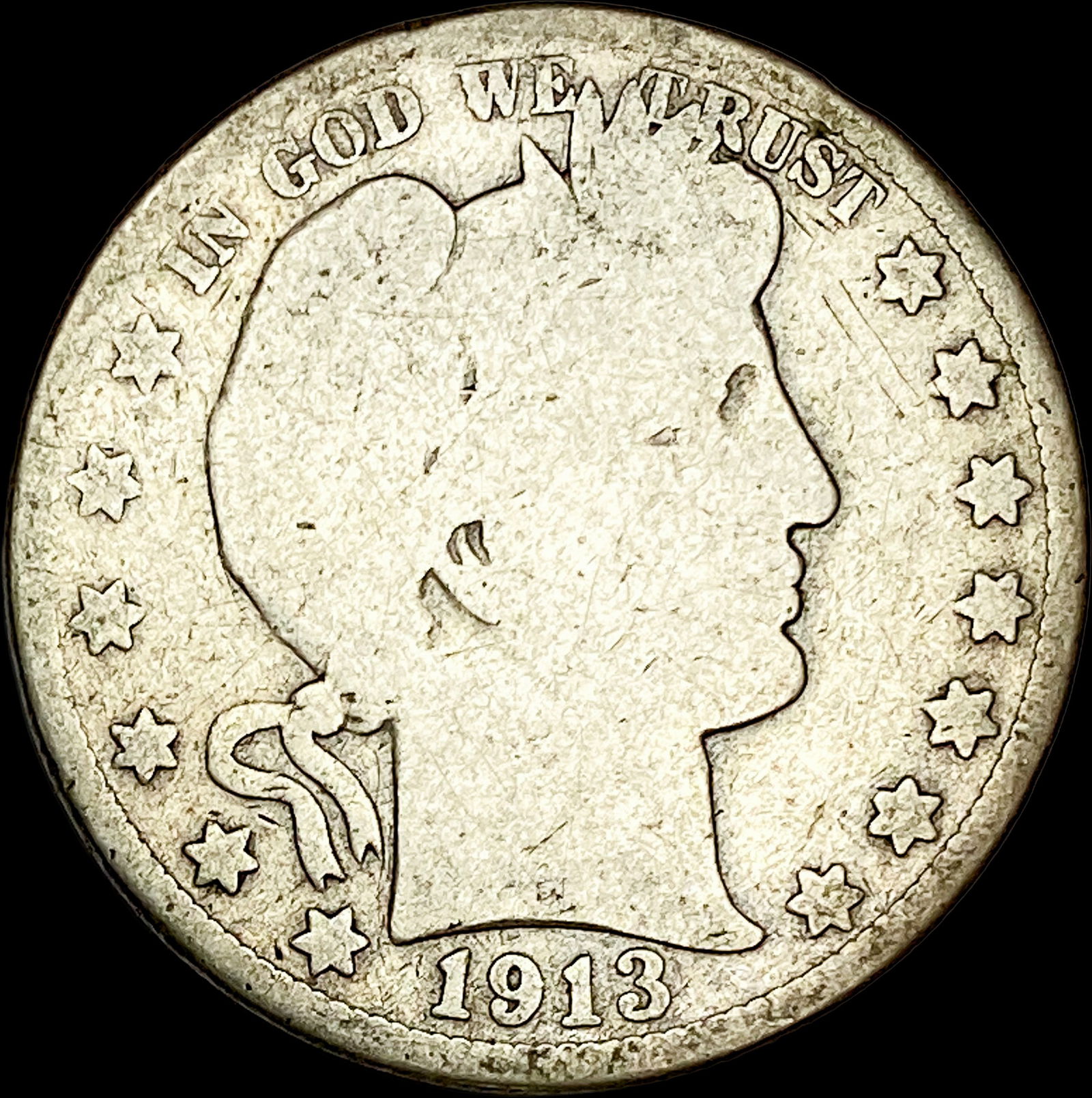 1913 Barber Half Dollar NICELY CIRCULATED: 1913 Barber Half Dollar NICELY CIRCULATED