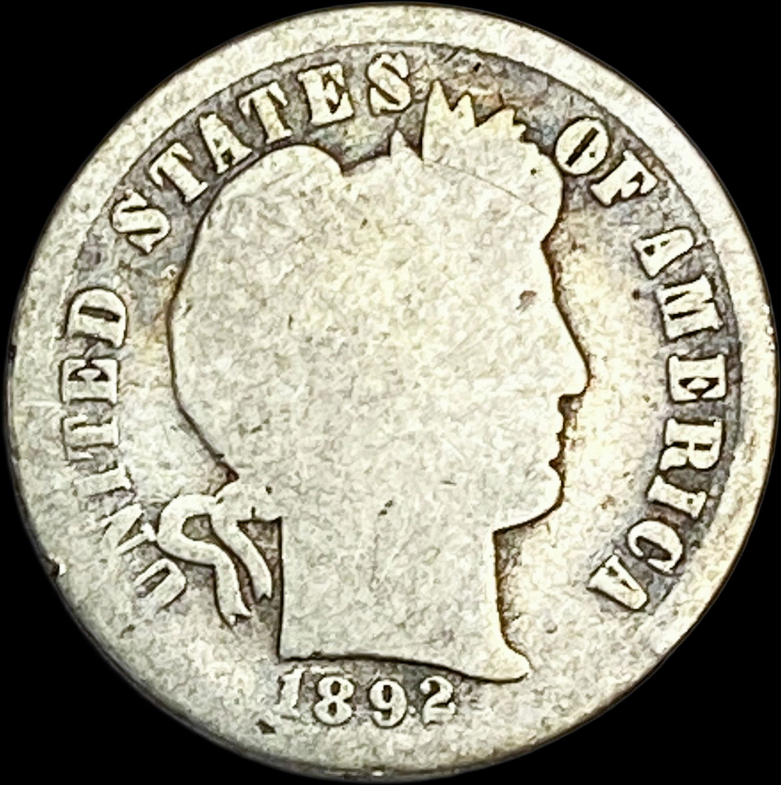 1892-S Silver Barber Dime NICELY CIRCULATED: 1892-S Silver Barber Dime NICELY CIRCULATED