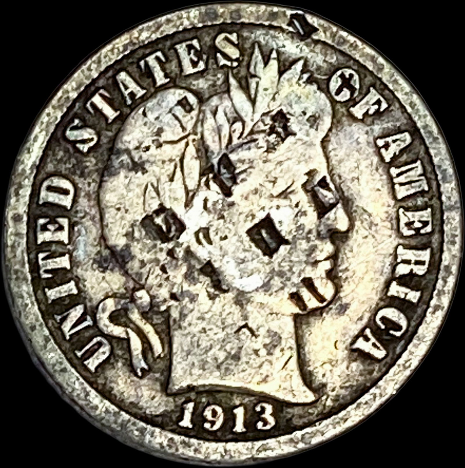 1913-S Silver Barber Dime NICELY CIRCULATED: 1913-S Silver Barber Dime NICELY CIRCULATED
