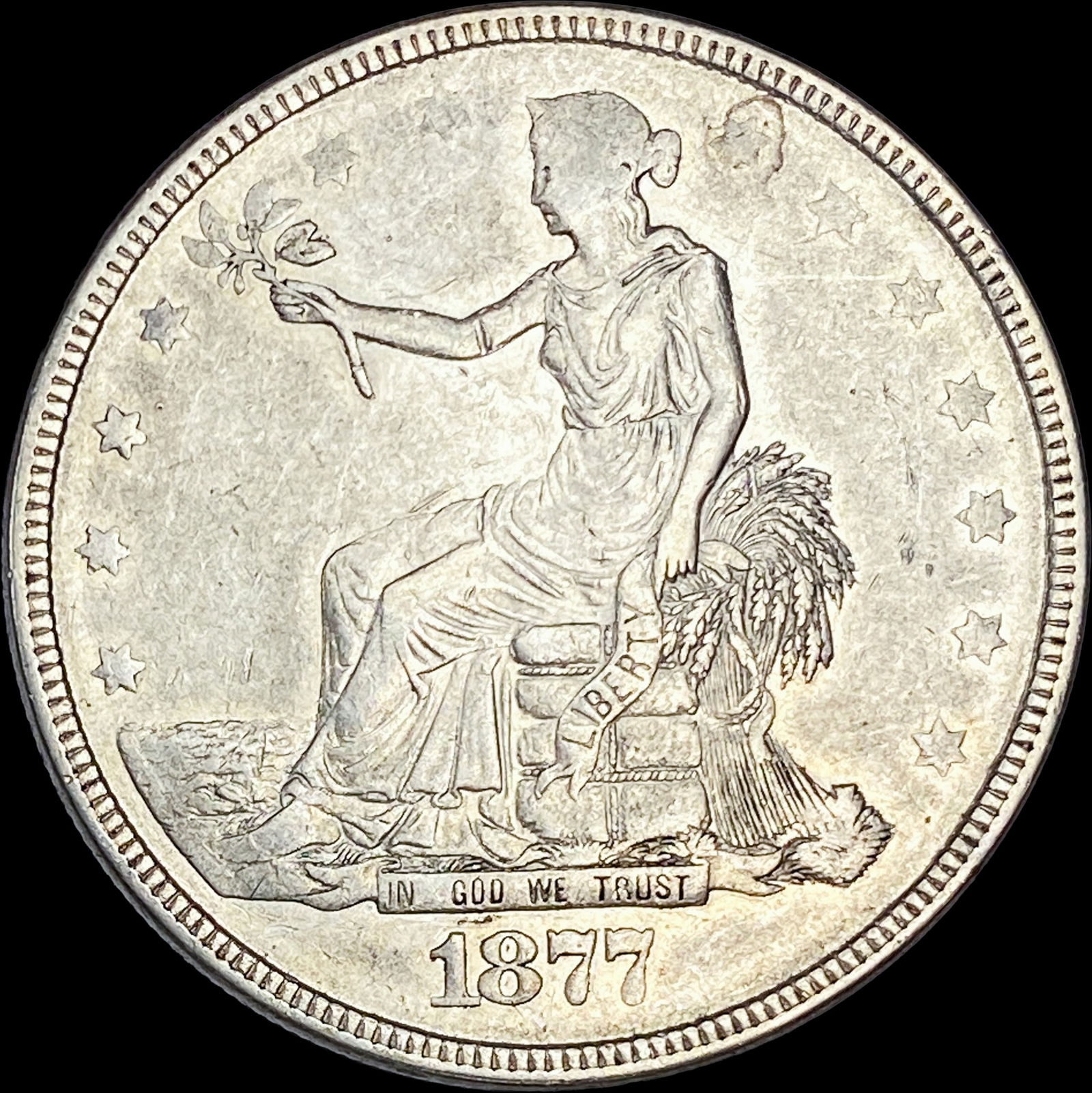 1877 Silver Trade Dollar NEARLY UNCIRCULATED: 1877 Silver Trade Dollar NEARLY UNCIRCULATED
