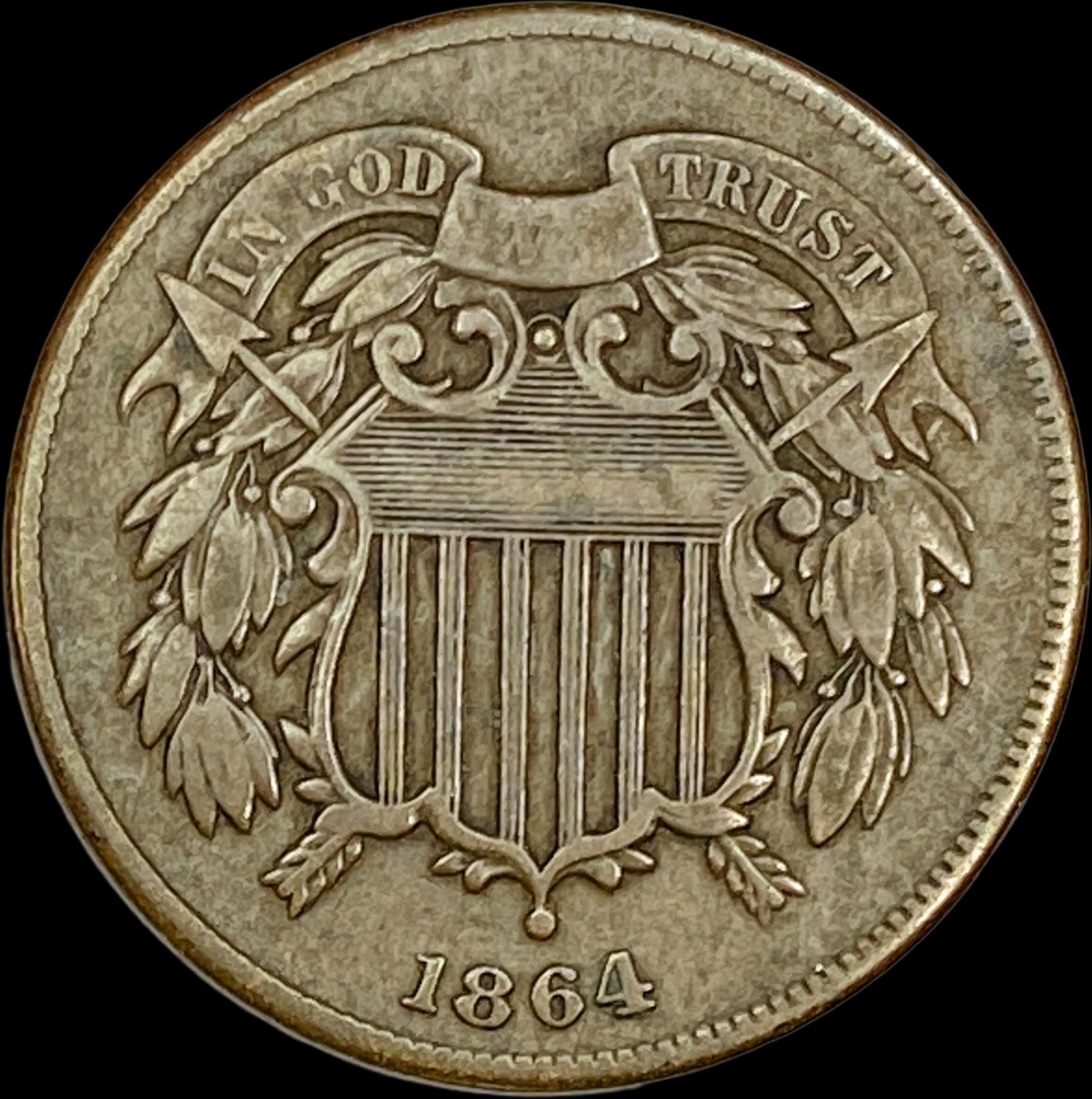 1864 Copper 2 Cents Large Motto LIGHTLY CIRCULATED (1 of 2)