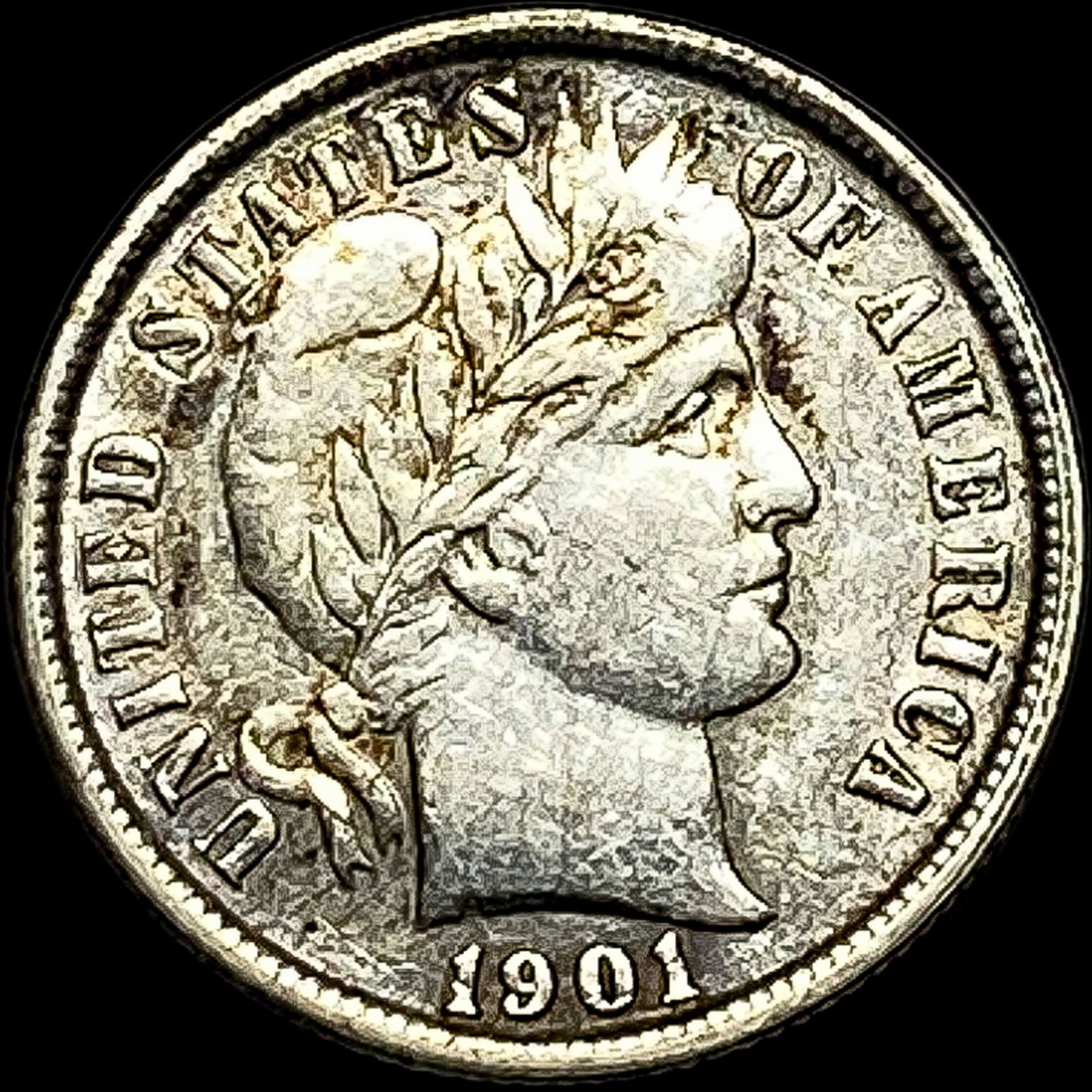 1901 Silver Barber Dime NEARLY UNCIRCULATED: 1901 Silver Barber Dime NEARLY UNCIRCULATED