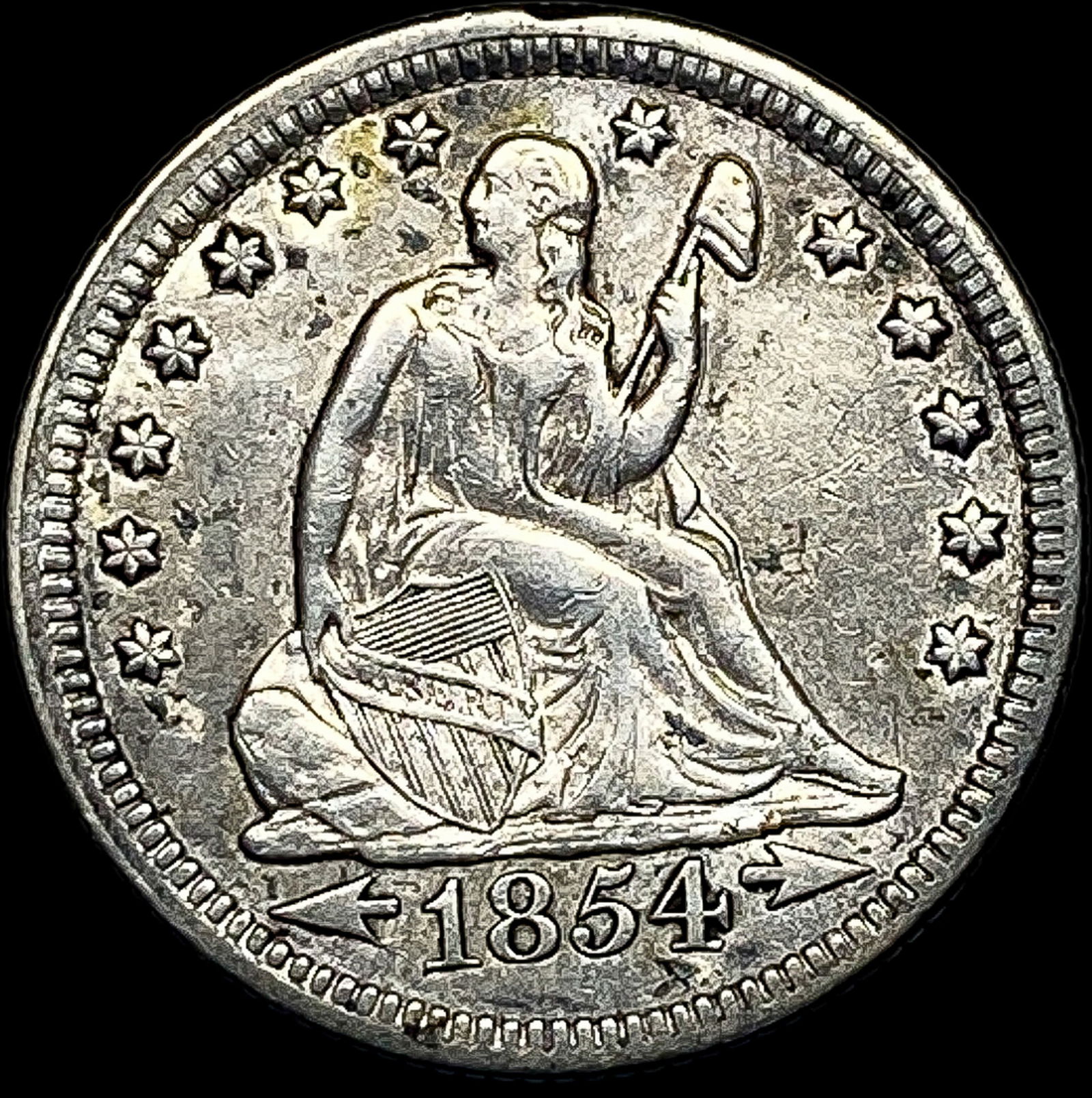 1854 Arrows Seated Liberty Quarter NEARLY UNCIRCULATED: 1854 Arrows Seated Liberty Quarter NEARLY UNCIRCULATED