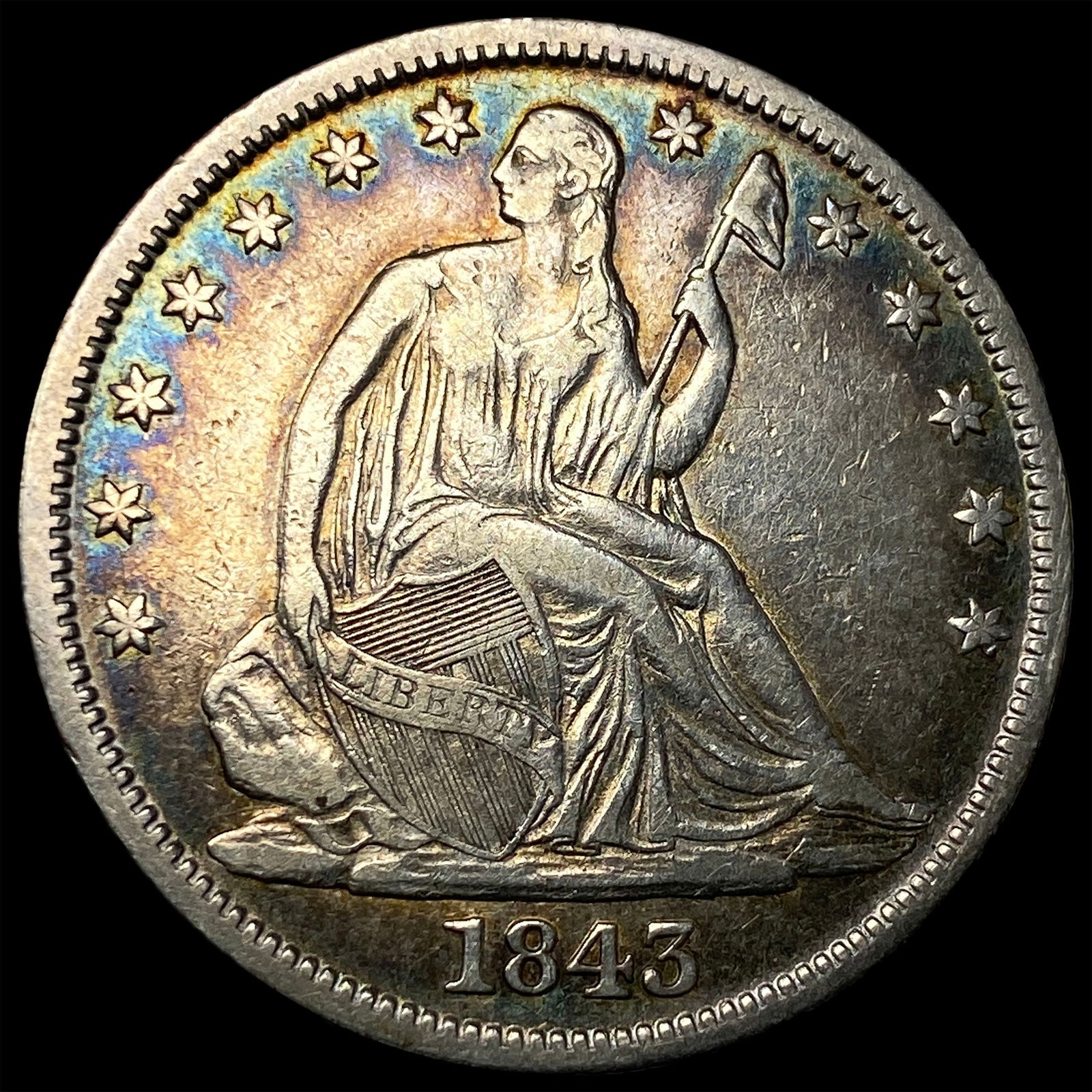 1843 Seated Liberty Half Dollar ABOUT UNCIRCULATED (1 of 2)