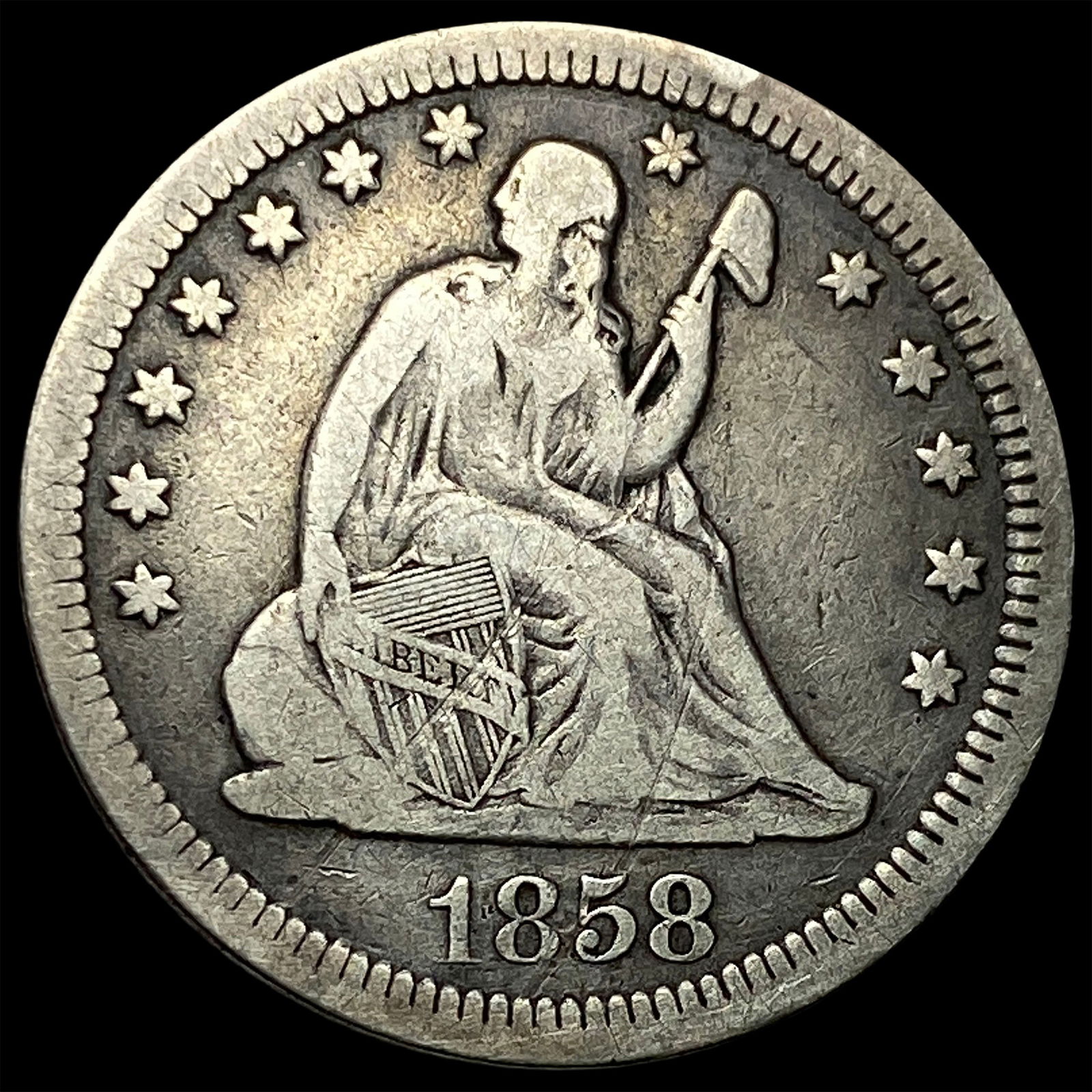 1858 Seated Liberty Quarter NICELY CIRCULATED (1 of 2)