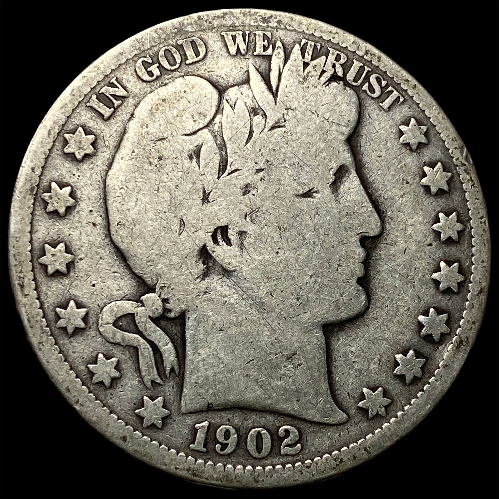 1902-O Silver Barber Half Dollar NICELY CIRCULATED: 1902-O Silver Barber Half Dollar NICELY CIRCULATED