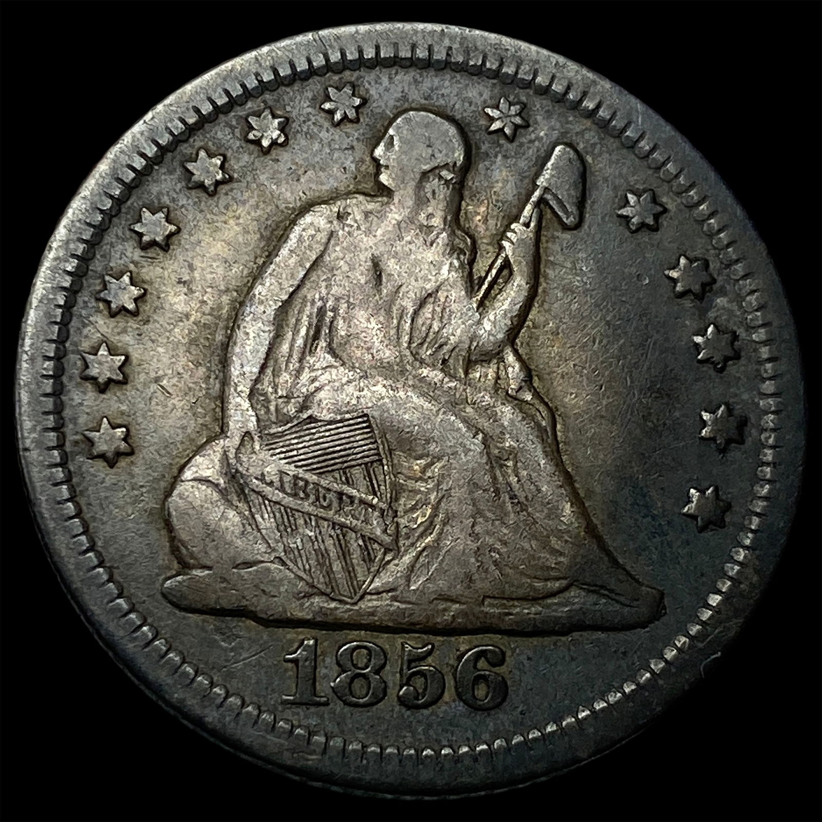 1856-O Silver Seated Liberty Quarter NICELY CIRCULATED (1 of 2)