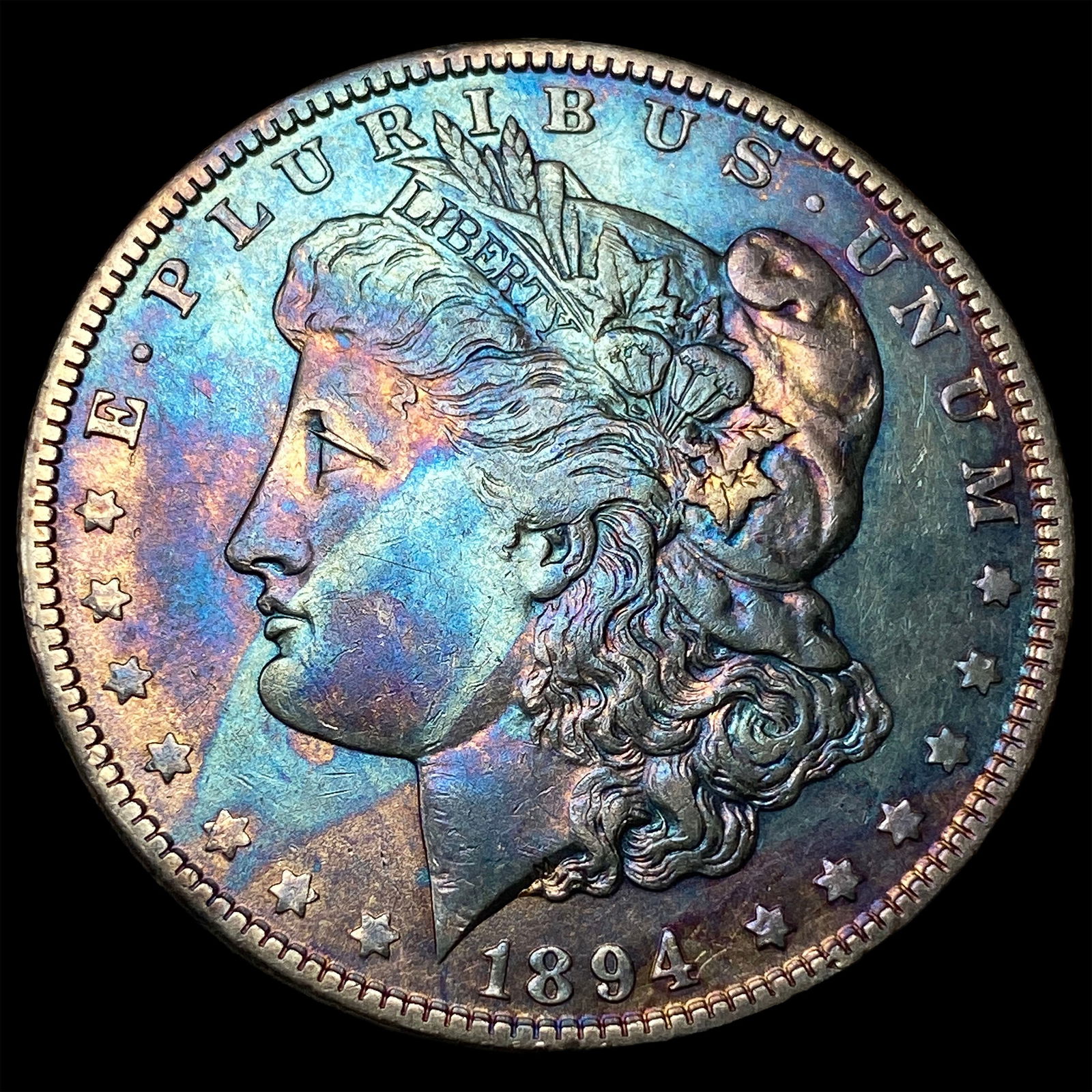 1894-O Toned Silver Morgan Dollar NEARLY UNCIRCULATED: 1894-O Toned Silver Morgan Dollar NEARLY UNCIRCULATED