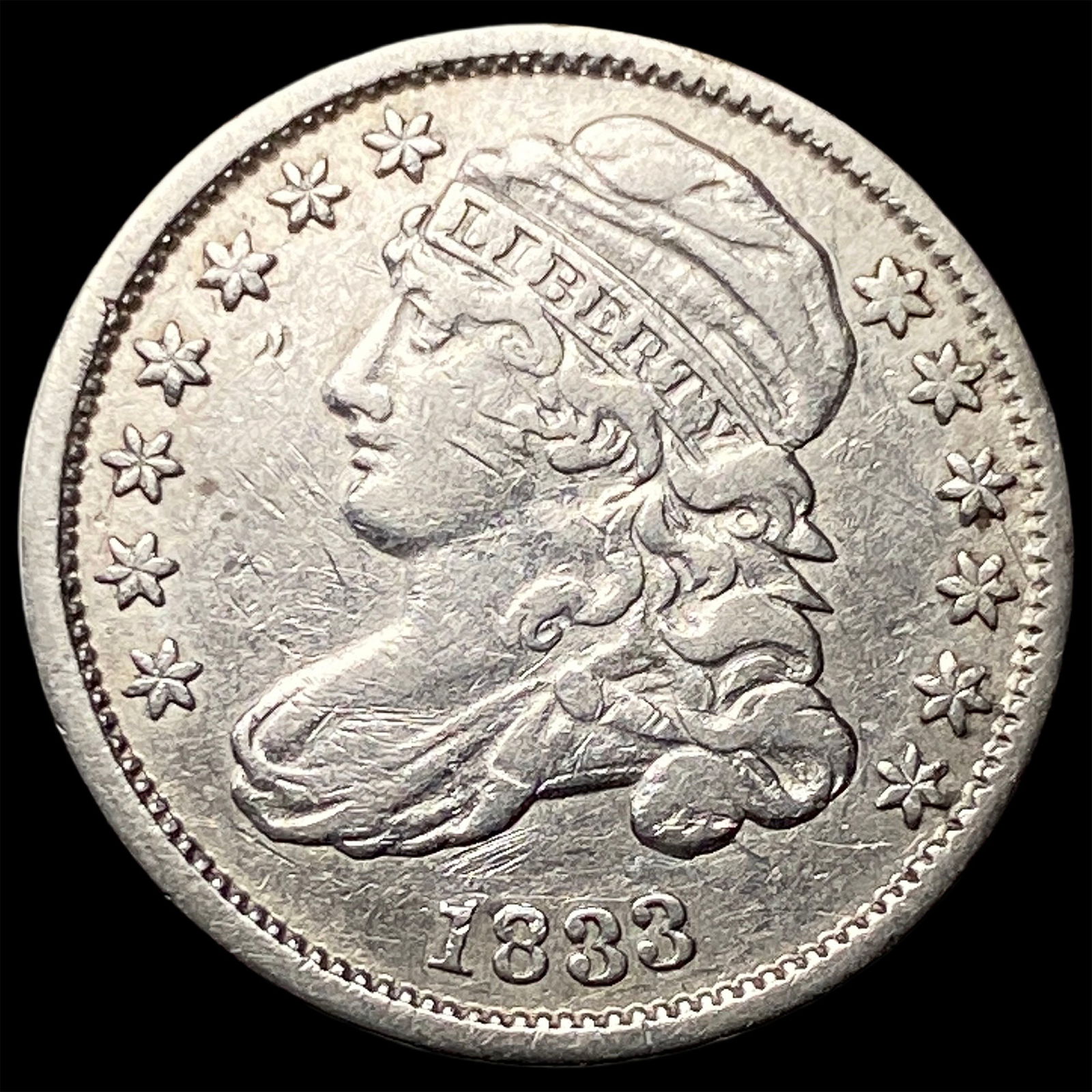 1833 Silver Capped Bust Dime CLOSELY UNCIRCULATED: 1833 Silver Capped Bust Dime CLOSELY UNCIRCULATED