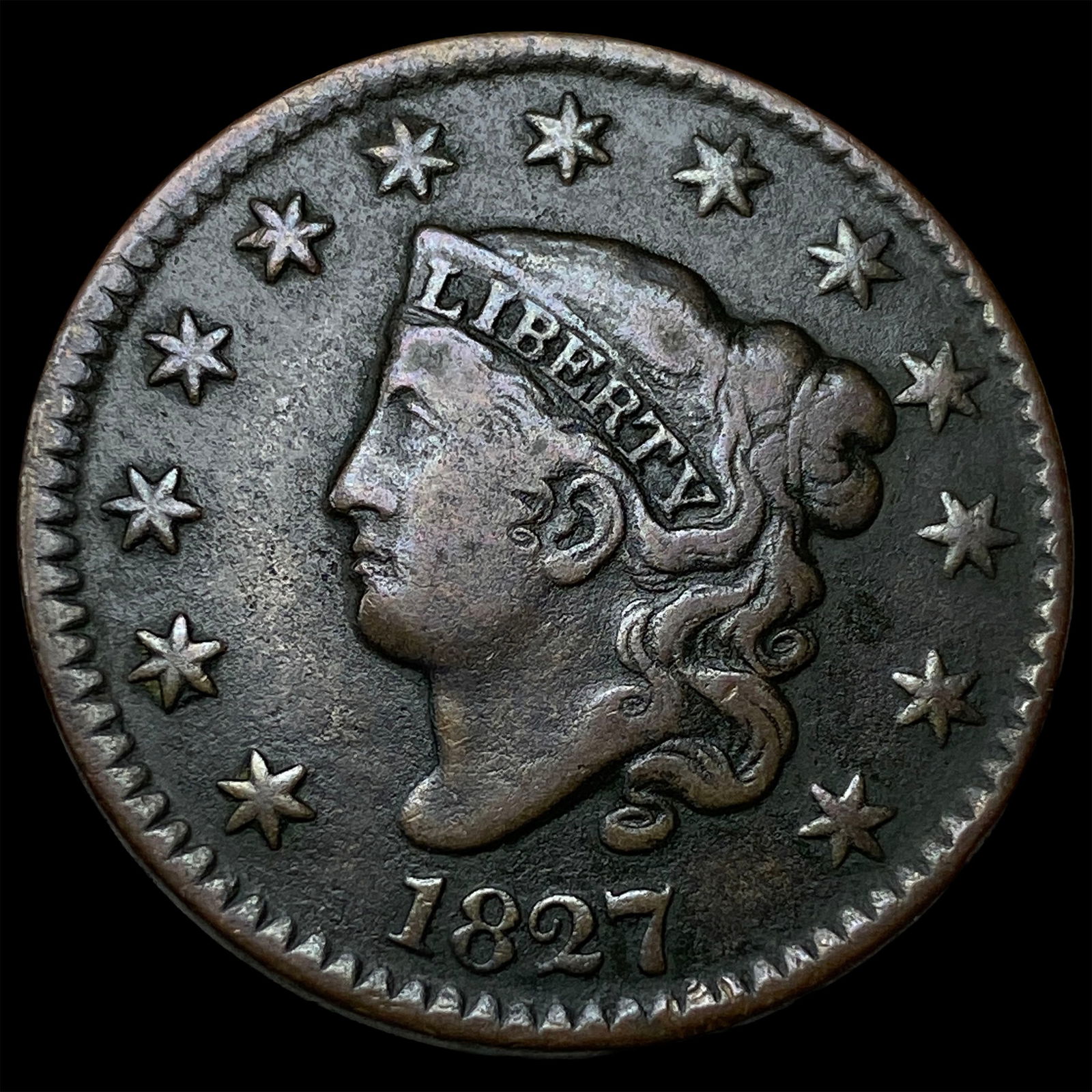 1827 Coronet Head Large Cent ABOUT UNCIRCULATED (1 of 2)