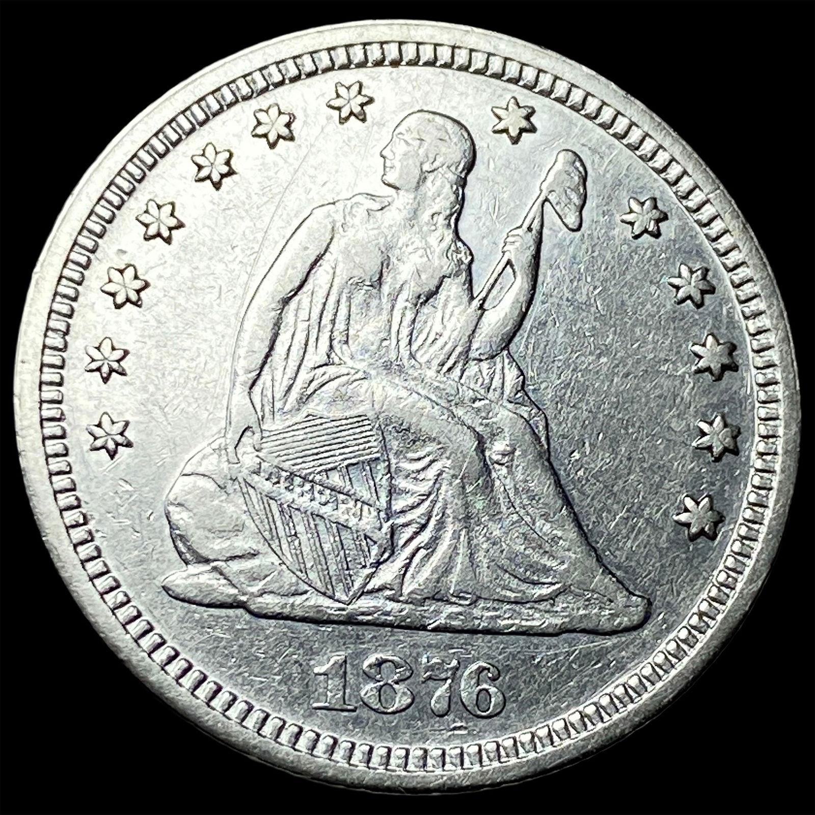 1876 Silver Seated Liberty Quarter CLOSELY UNCIRCULATED (1 of 2)