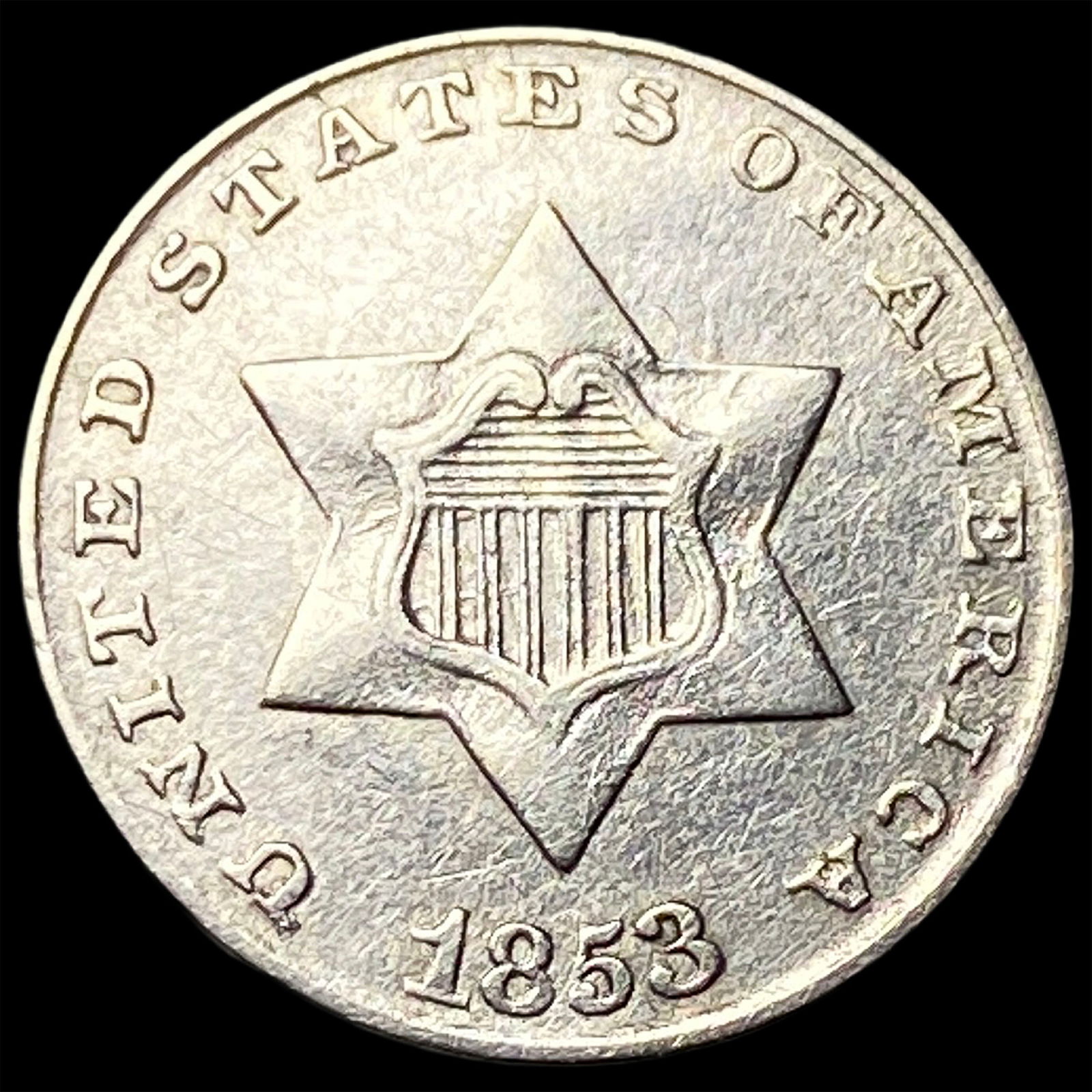 1853 Silver Three-Cent Piece CLOSELY UNCIRCULATED (1 of 2)