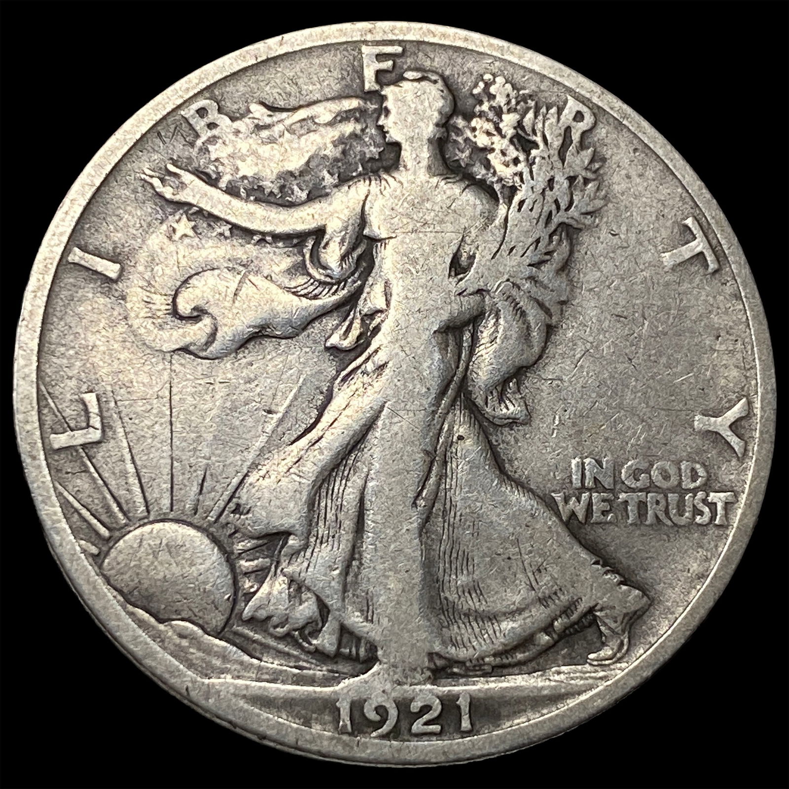 1921-S Silver Walking Liberty Half Dollar LIGHTLY CIRCULATED: 1921-S Silver Walking Liberty Half Dollar LIGHTLY CIRCULATED
