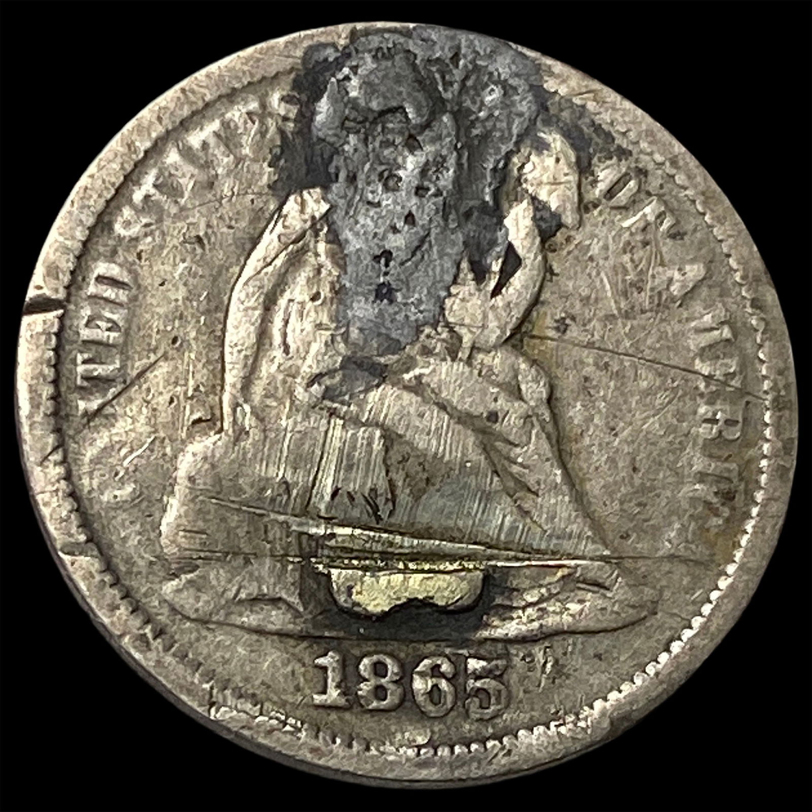 1865 Silver Seated Liberty Dime HIGH GRADE: 1865 Silver Seated Liberty Dime HIGH GRADE
