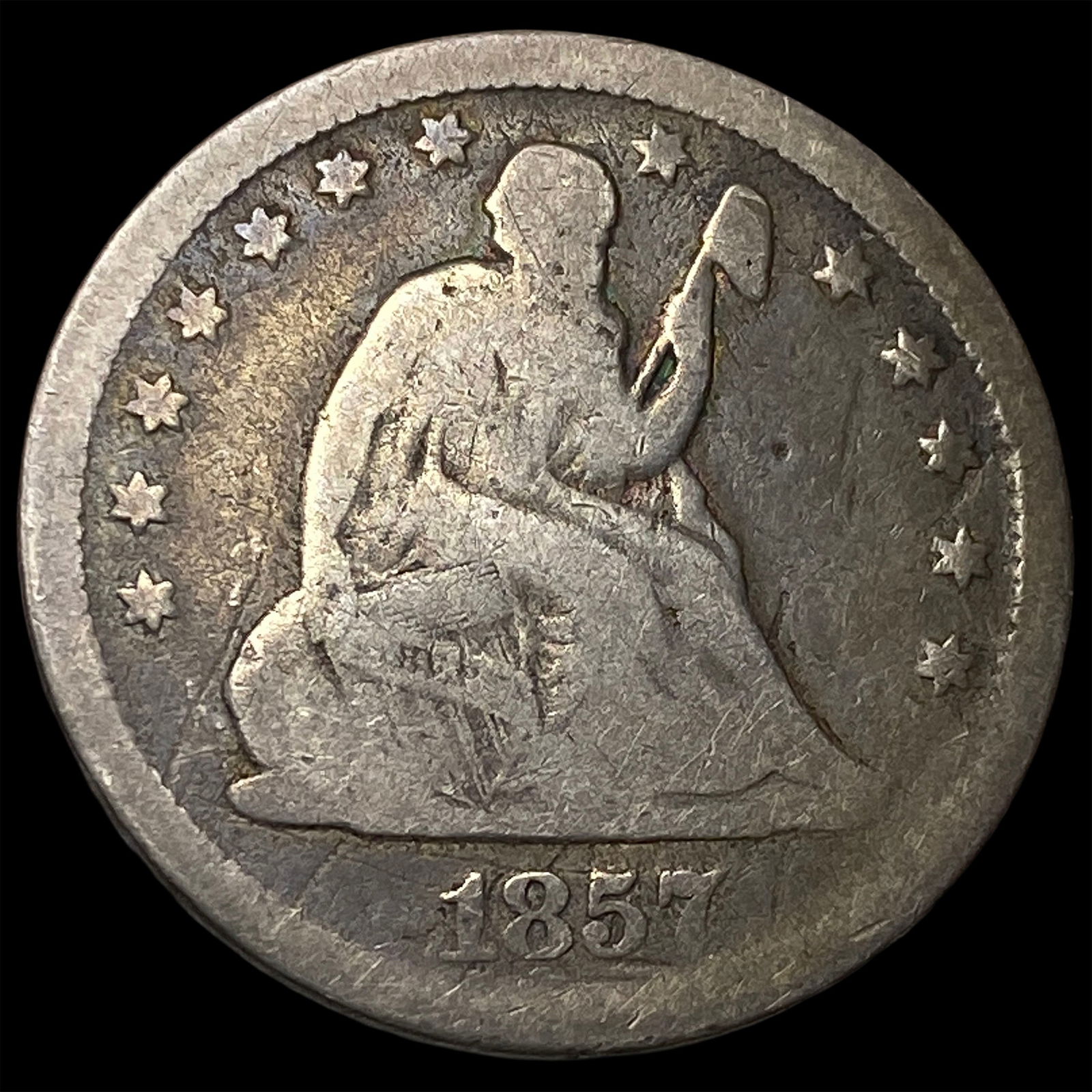 1857 Silver Seated Liberty Quarter NICELY CIRCULATED (1 of 2)