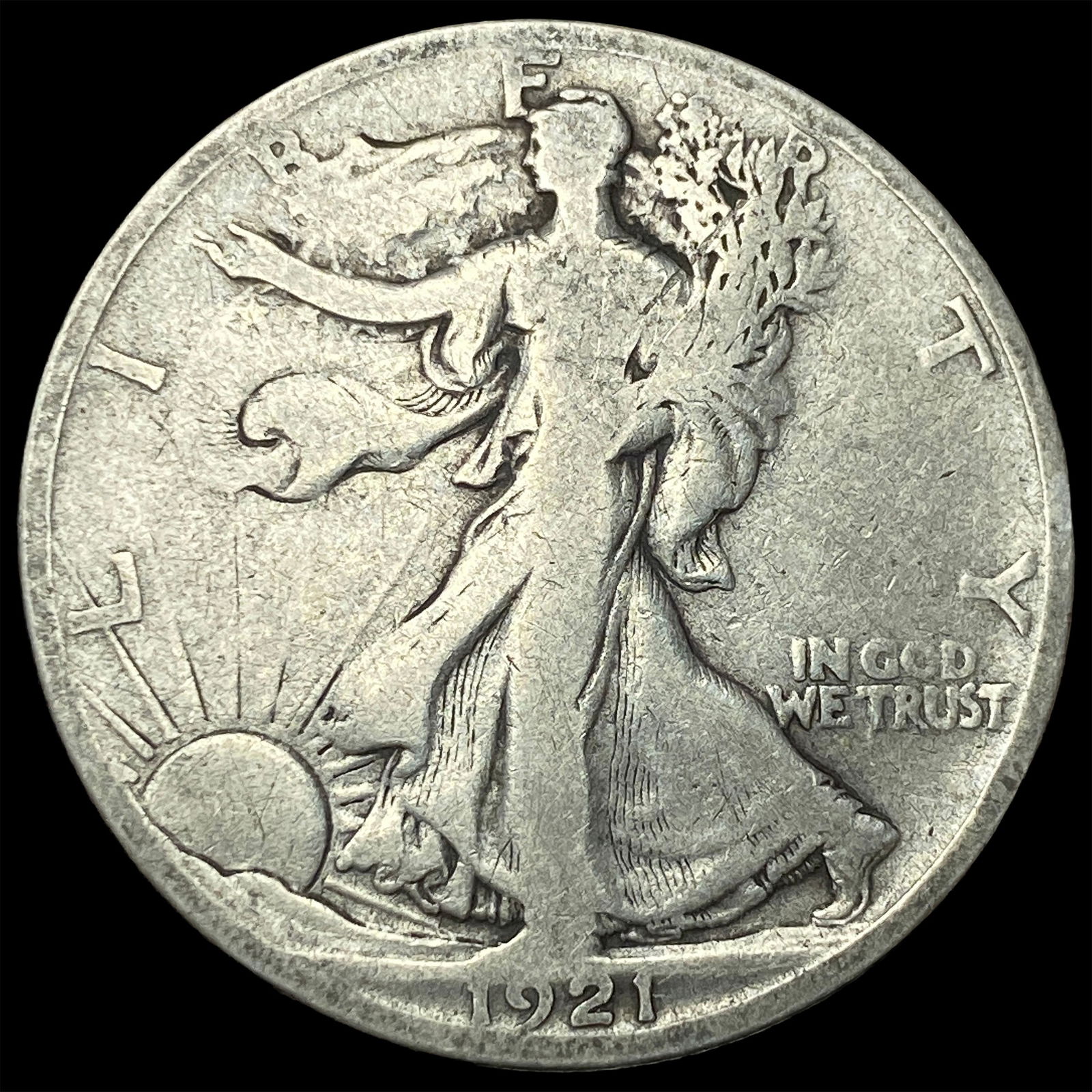 1921-S Silver Walking Liberty Half Dollar NICELY CIRCULATED: 1921-S Silver Walking Liberty Half Dollar NICELY CIRCULATED