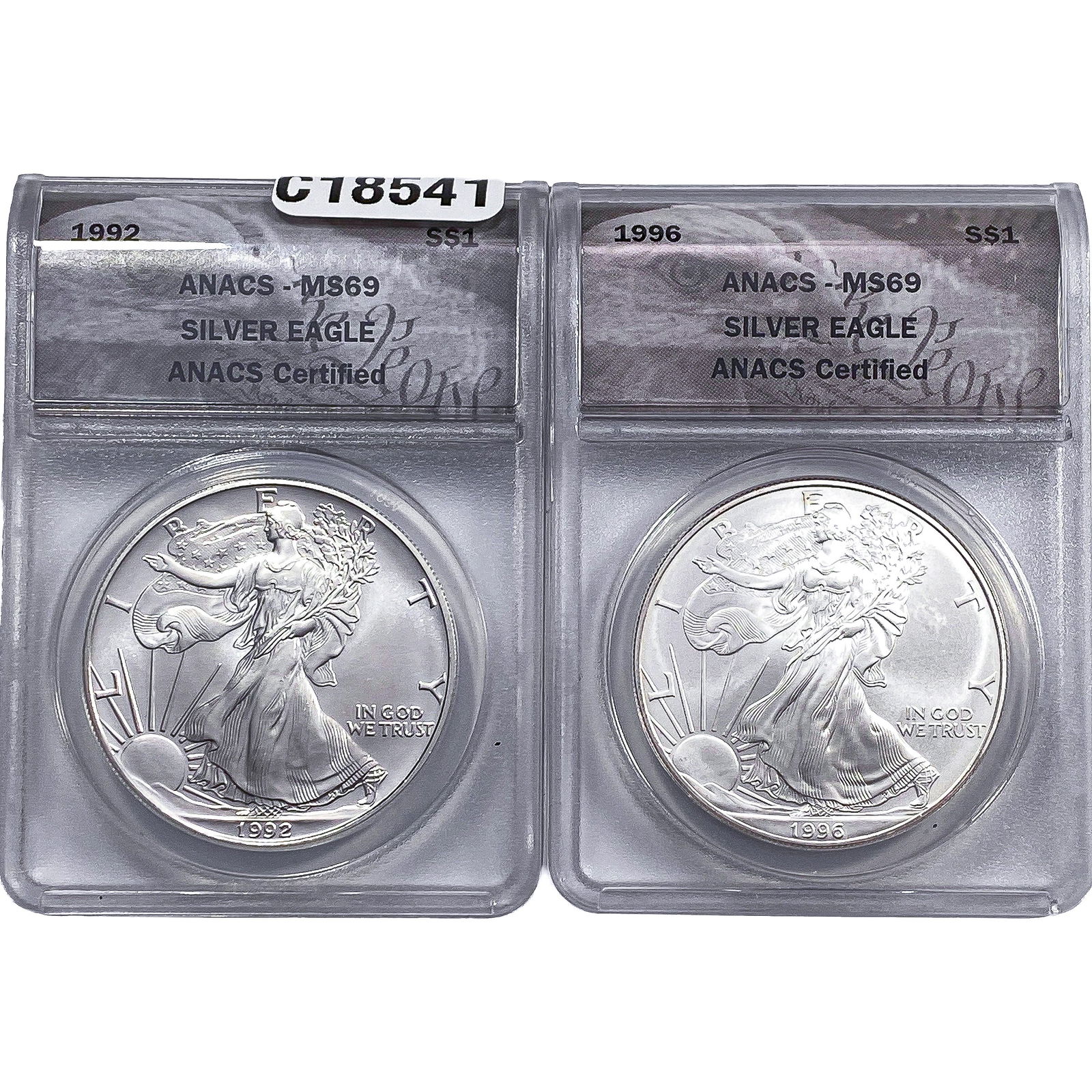 [2 Coins] 1992-1996 Silver Eagle ANACS MS69 (1 of 2)