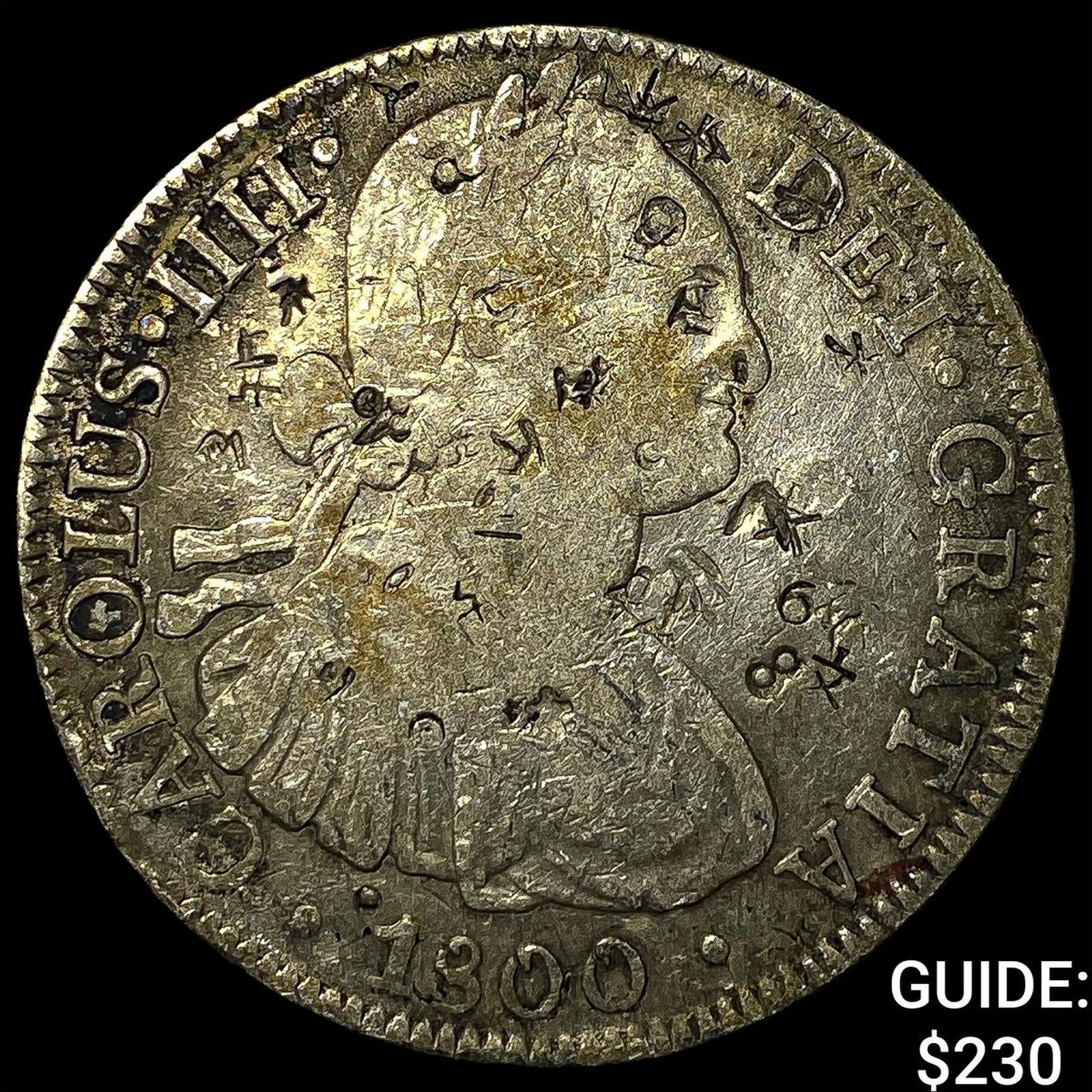 1800 Colonial Spain Silver 8 Reales Punchmarked NEARLY UNCIRCULATED (1 of 2)