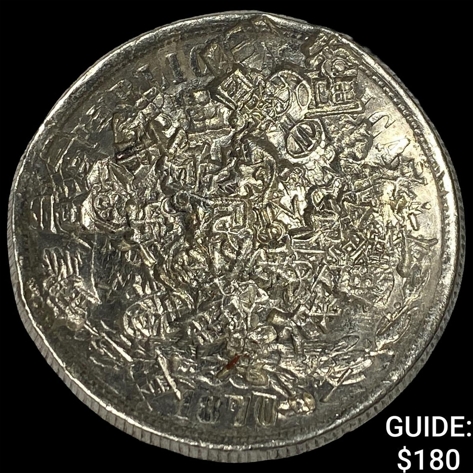 Mexico Silver 1 Peso Punch Marked NEARLY UNCIRCULATED: Mexico Silver 1 Peso Punch Marked NEARLY UNCIRCULATED