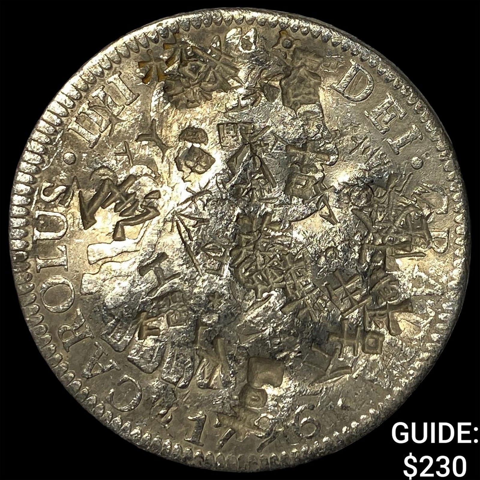 1796 Colonial Spain Silver 8 Reales Punchmarked NEARLY UNCIRCULATED (1 of 2)