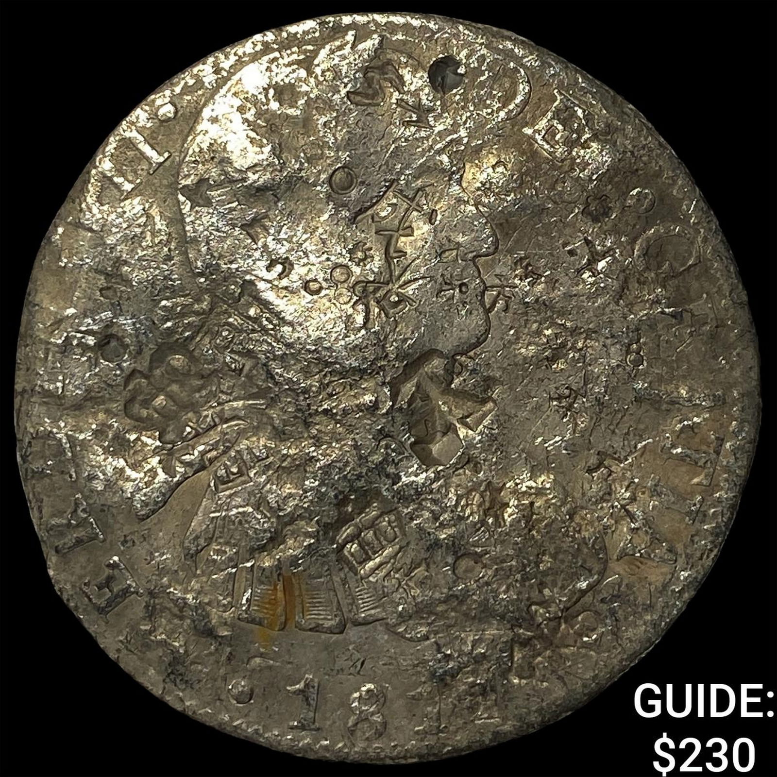 Colonial Spain Silver 8 Reales Punchmarked NEARLY UNCIRCULATED: Colonial Spain Silver 8 Reales Punchmarked NEARLY UNCIRCULATED