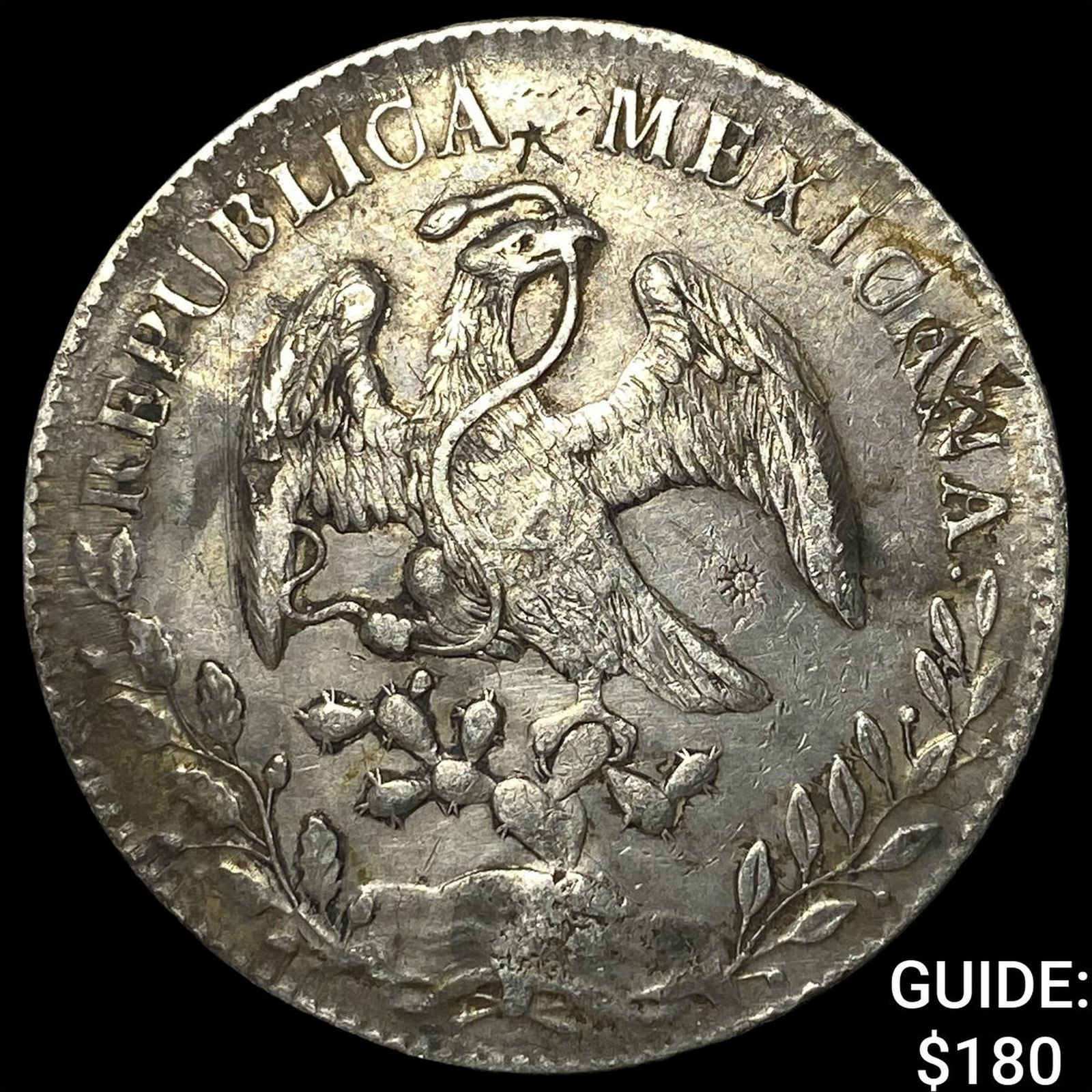 1893 Mexico Silver 1 Peso Punch Marked NEARLY UNCIRCULATED (1 of 2)