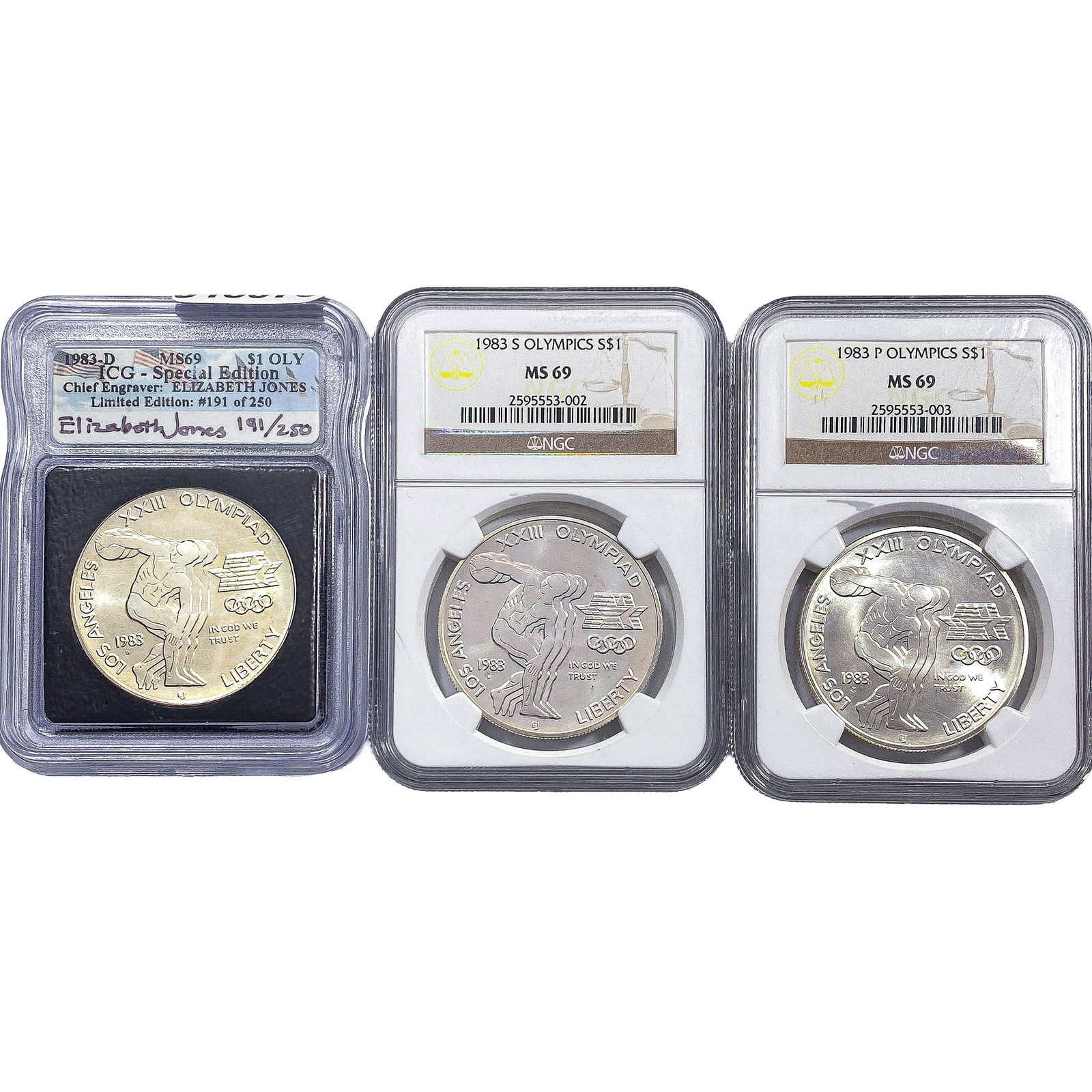 [3 Coins] 1983 Silver Olympic Coins ICG/NGC MS69 (1 of 2)