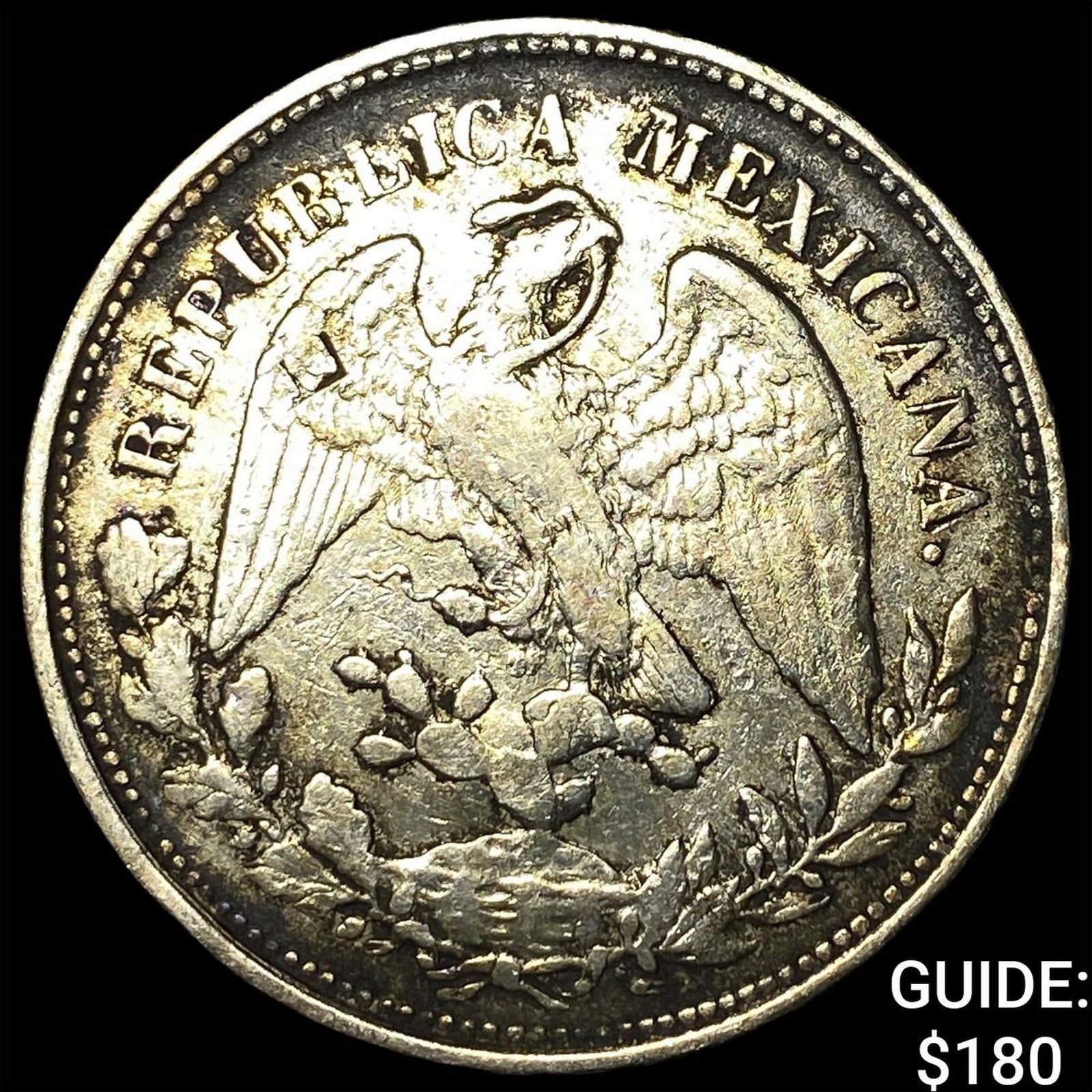 1902 Mexico Silver 1 Peso Punch Marked NEARLY UNCIRCULATED: 1902 Mexico Silver 1 Peso Punch Marked NEARLY UNCIRCULATED