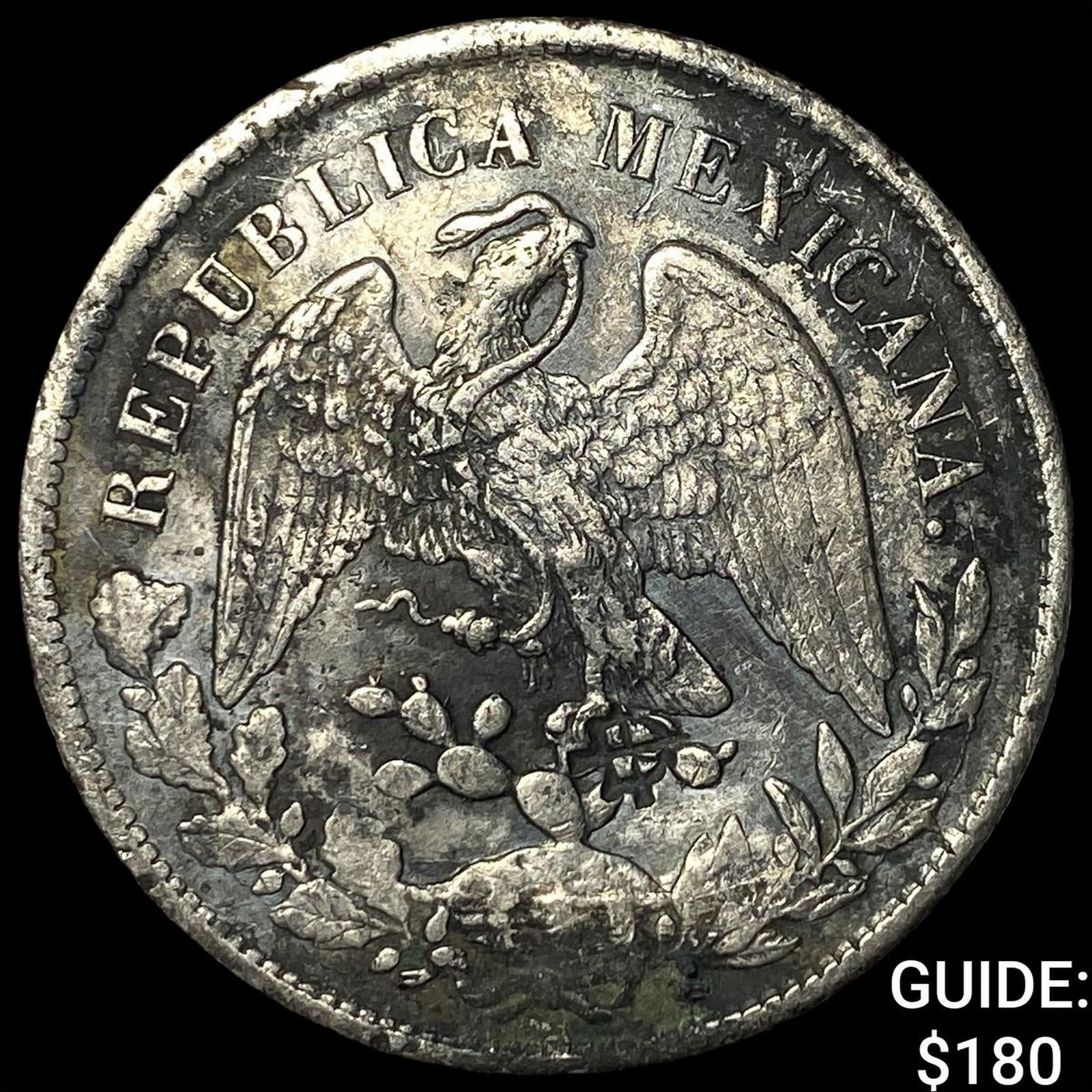 1899 Mexico Silver 1 Peso Punch Marked NEARLY UNCIRCULATED: 1899 Mexico Silver 1 Peso Punch Marked NEARLY UNCIRCULATED