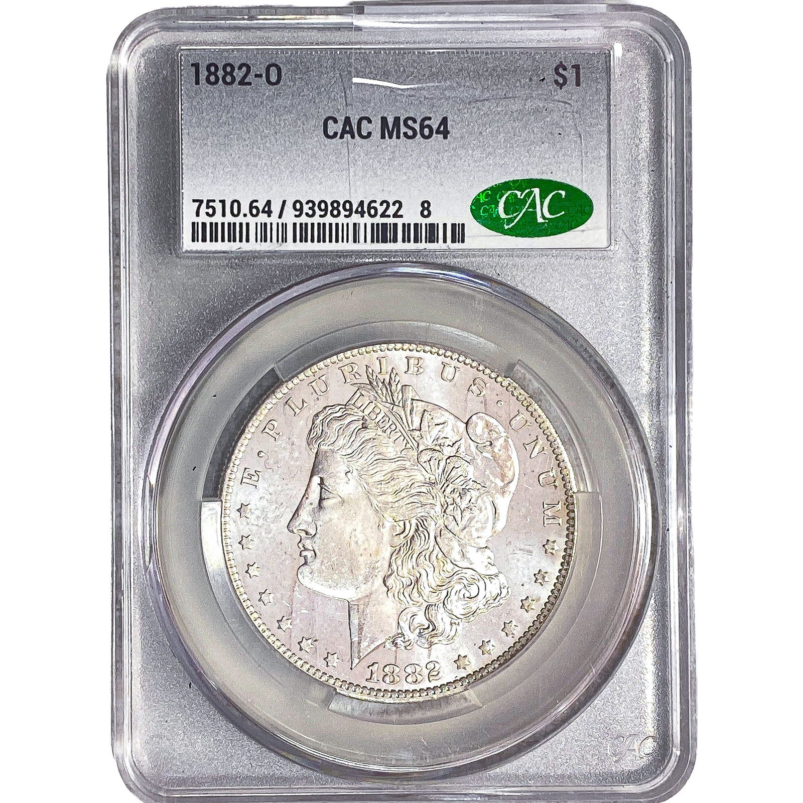 1882-O Morgan Silver Dollar CAC MS64: 1882-O Morgan Silver Dollar CAC MS64