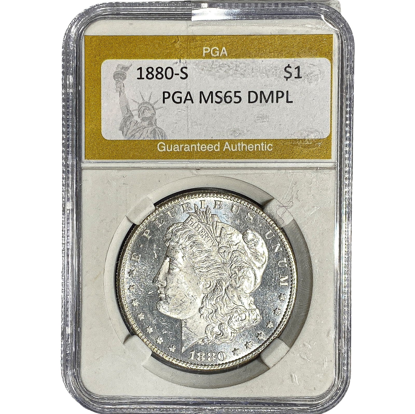 1880-S Morgan Silver Dollar PGA MS65 DMPL: 1880-S Morgan Silver Dollar PGA MS65 DMPL