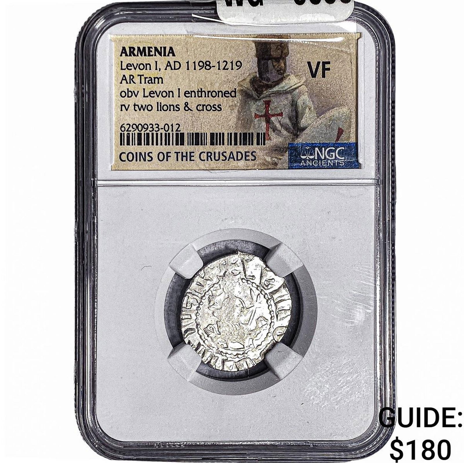 Medieval Armenia Crusader Levon I 1198-1219 Silver Tram NGC VF: Medieval Armenia Crusader Levon I 1198-1219 Silver Tram NGC VF