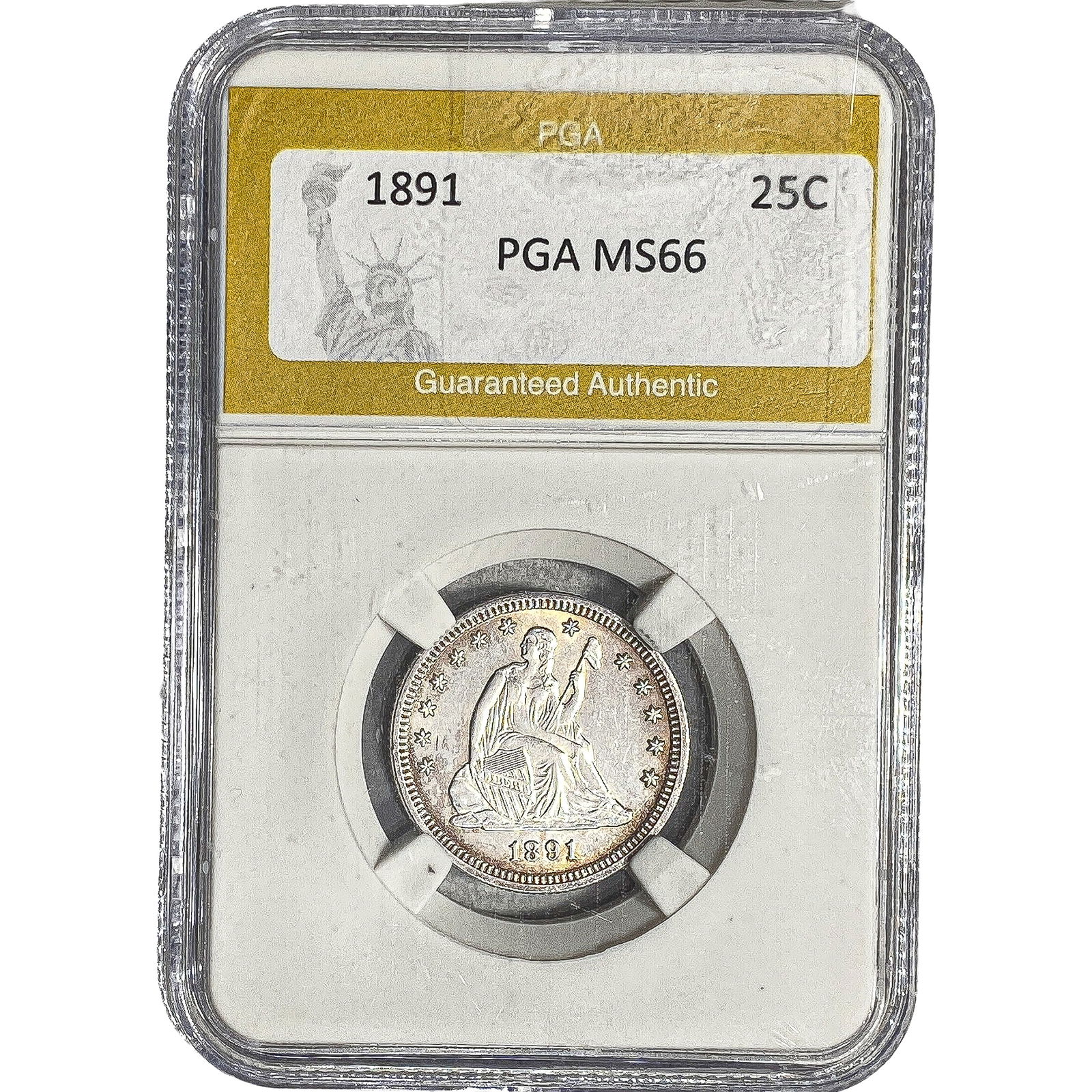 1891 Seated Liberty Quarter PGA MS66: 1891 Seated Liberty Quarter PGA MS66