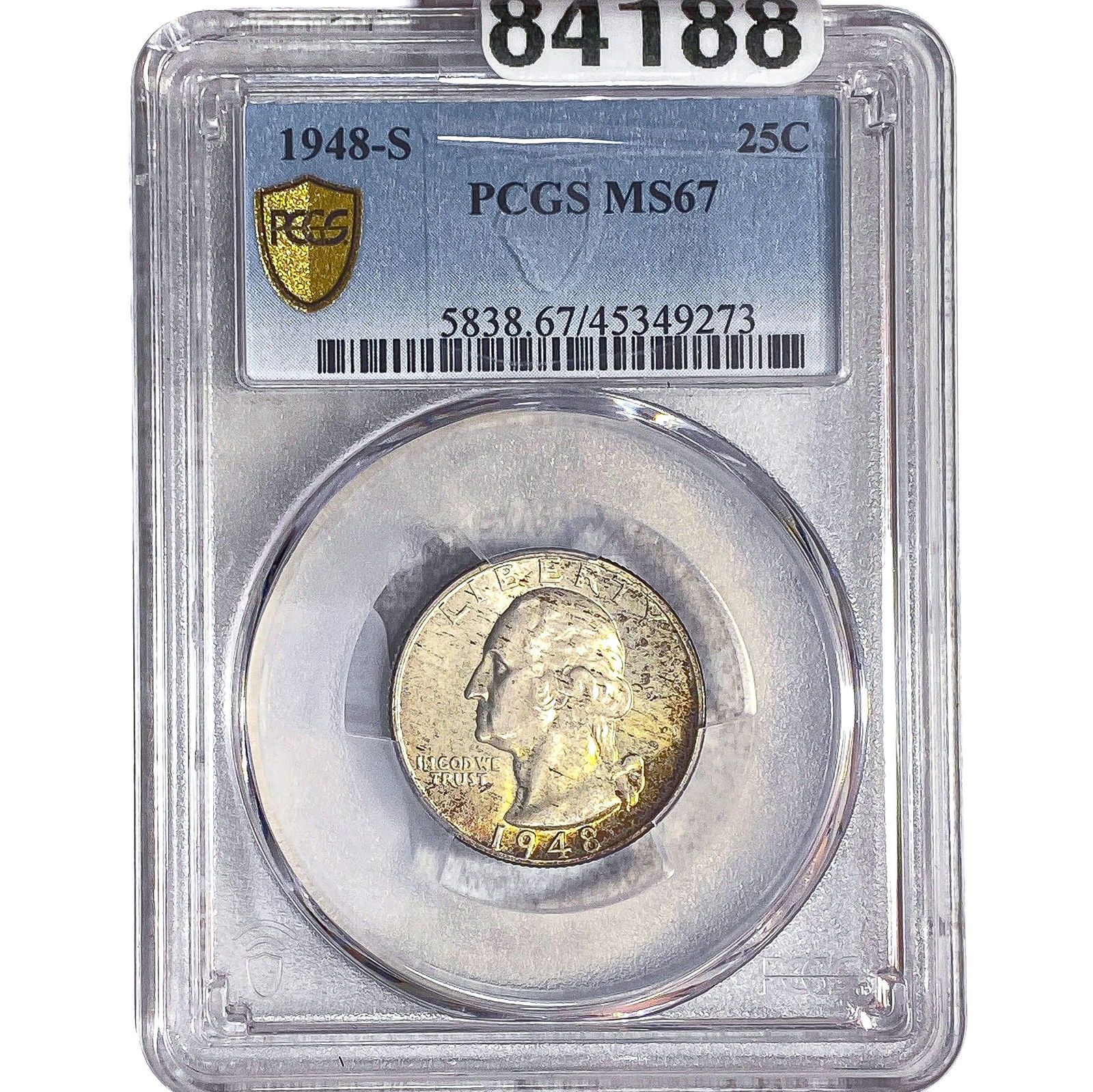 1948-S Washington Silver Quarter PCGS MS67: 1948-S Washington Silver Quarter PCGS MS67