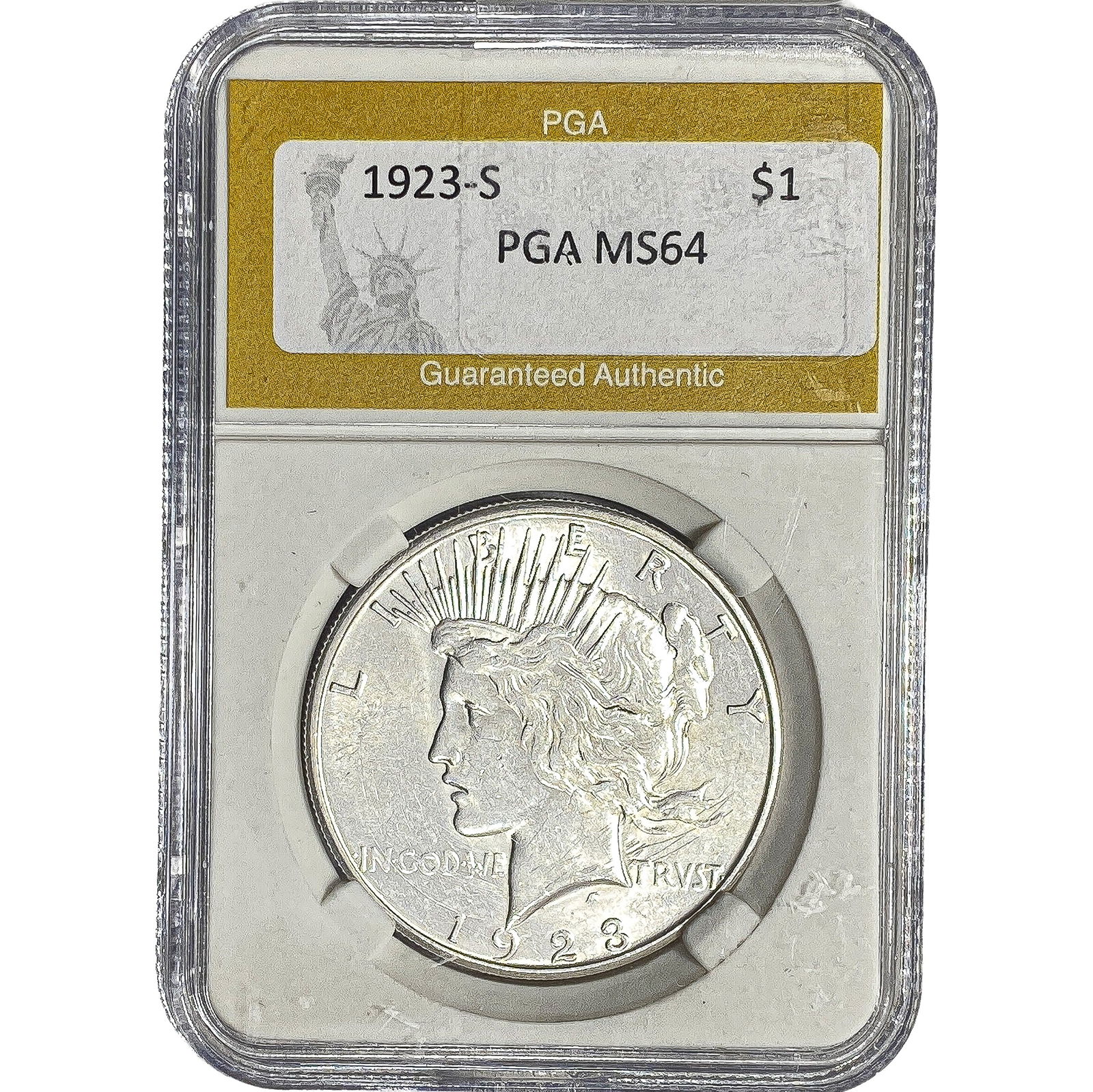 1923-S Silver Peace Dollar PGA MS64: 1923-S Silver Peace Dollar PGA MS64